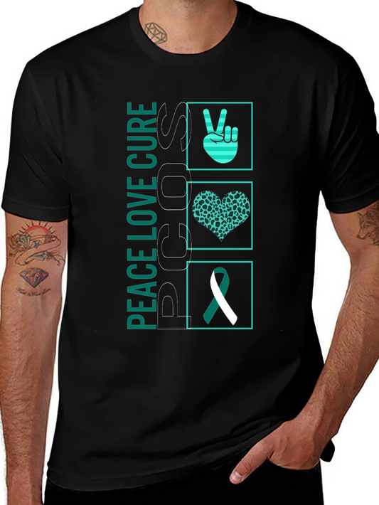 Peace Love Cure PCOS Awareness Graphic Tee