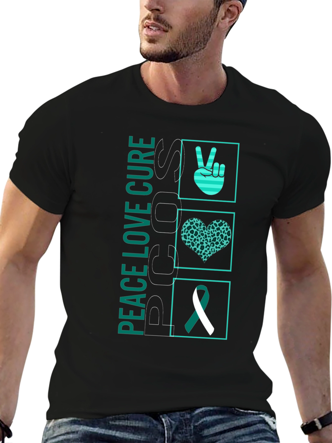 Peace Love Cure PCOS Awareness Graphic Tee