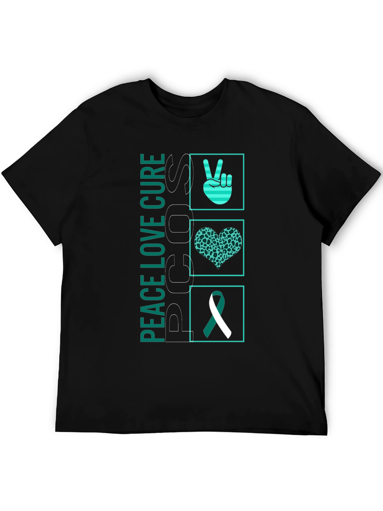 Peace Love Cure PCOS Awareness Graphic Tee