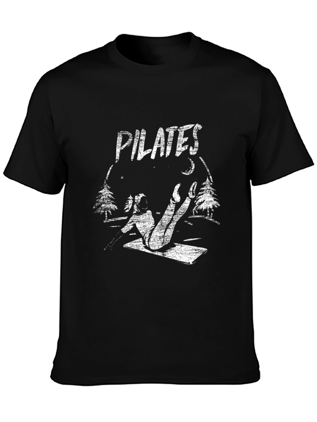 Pilates Nature Graphic Tee - Black Cotton Shirt