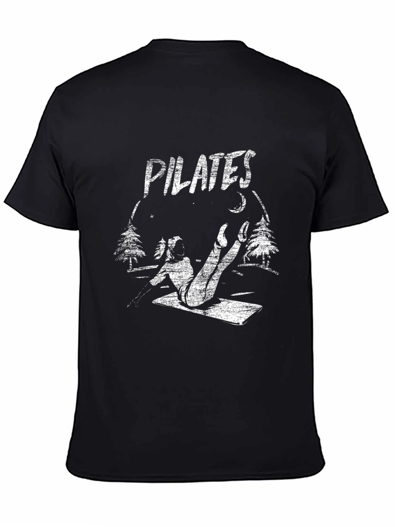 Pilates Nature Graphic Tee - Black Cotton Shirt