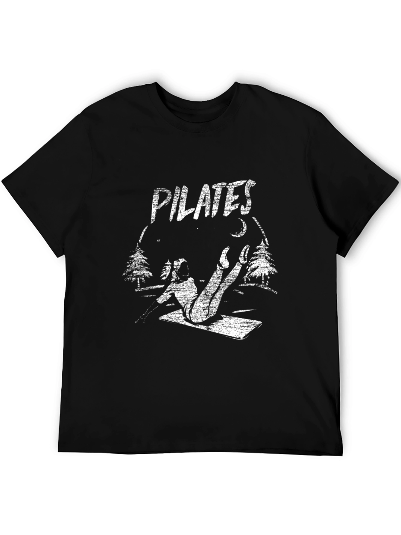 Pilates Nature Graphic Tee - Black Cotton Shirt