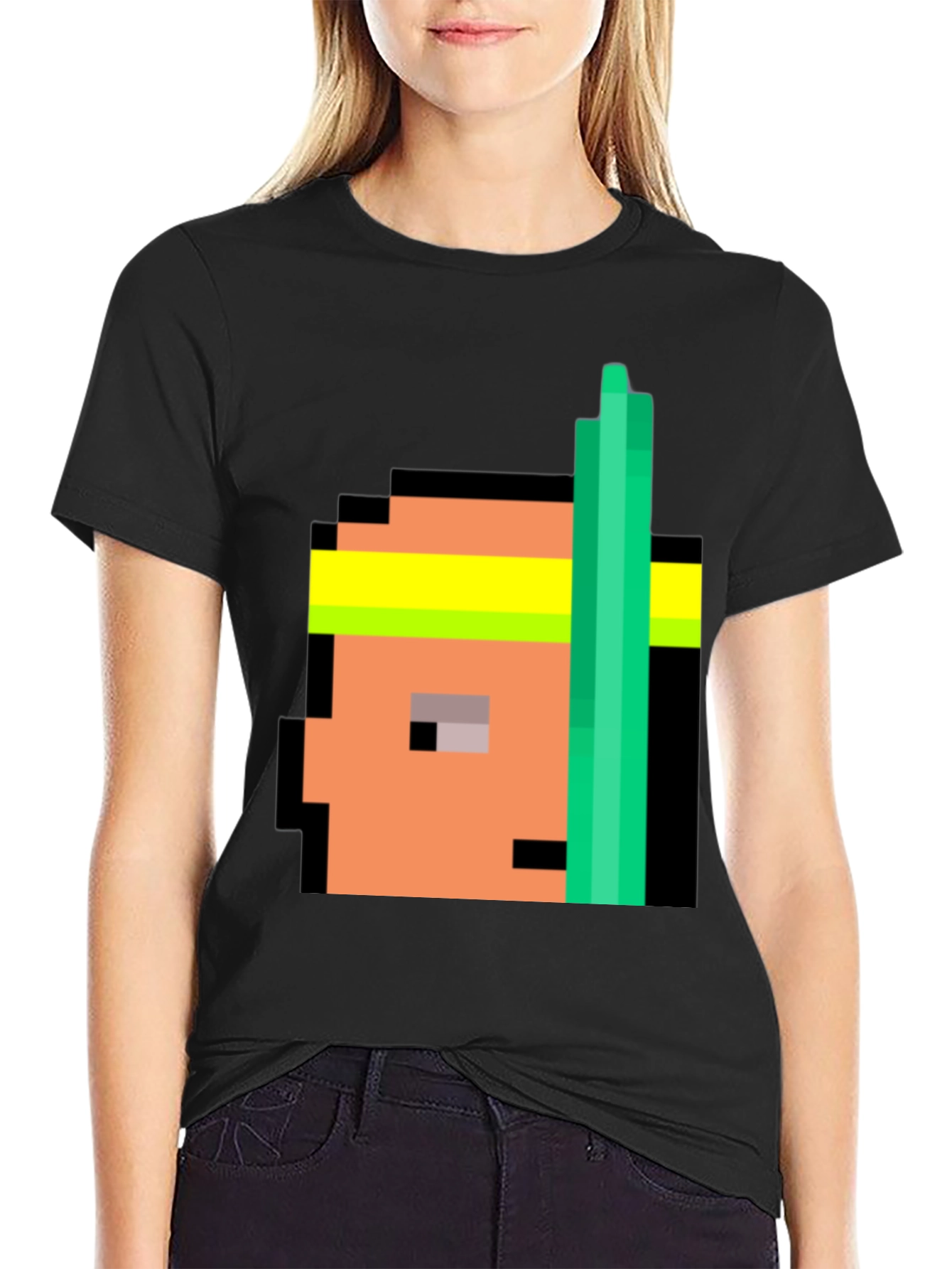 Retro Pixel Athlete Black T-Shirt
