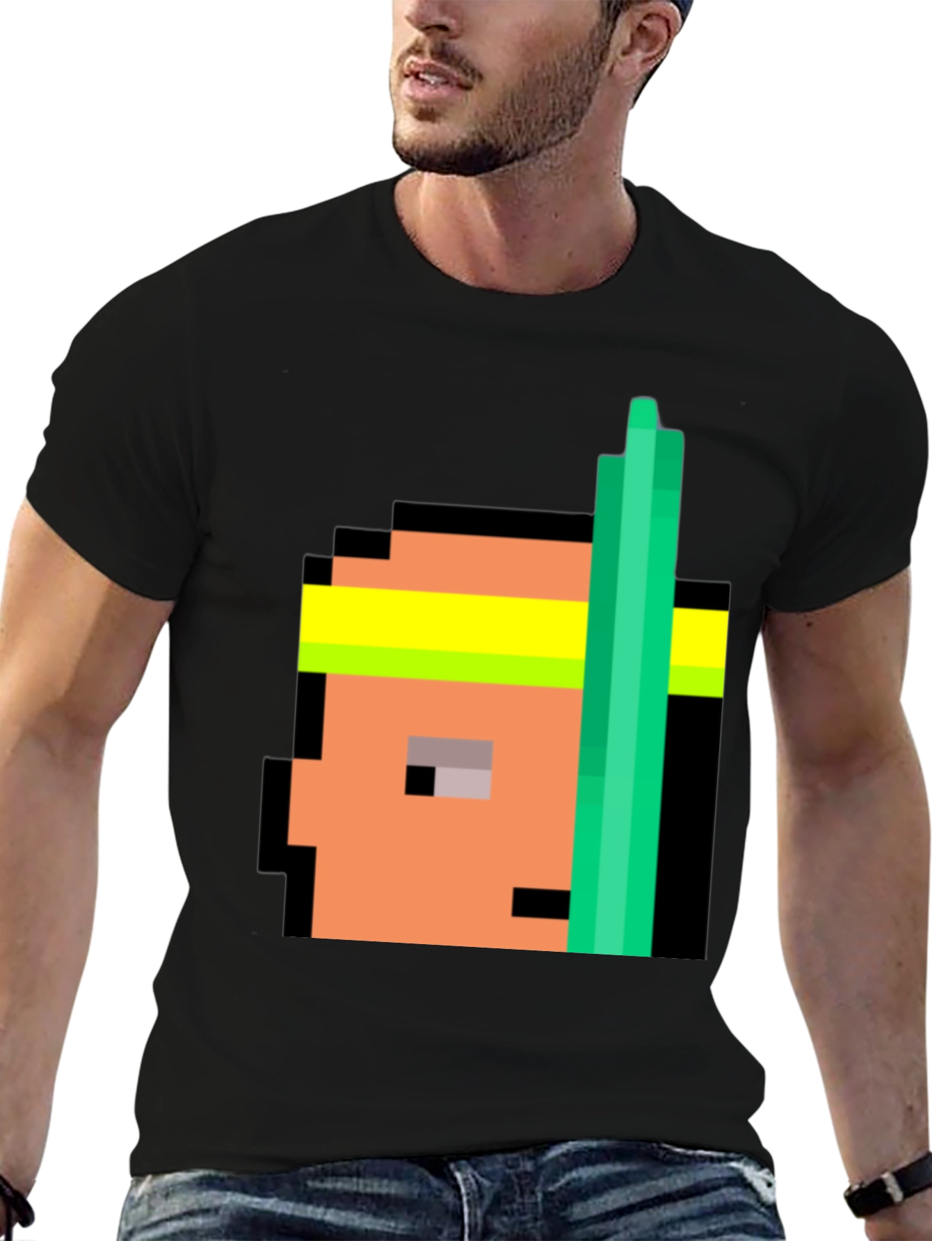 Retro Pixel Athlete Black T-Shirt