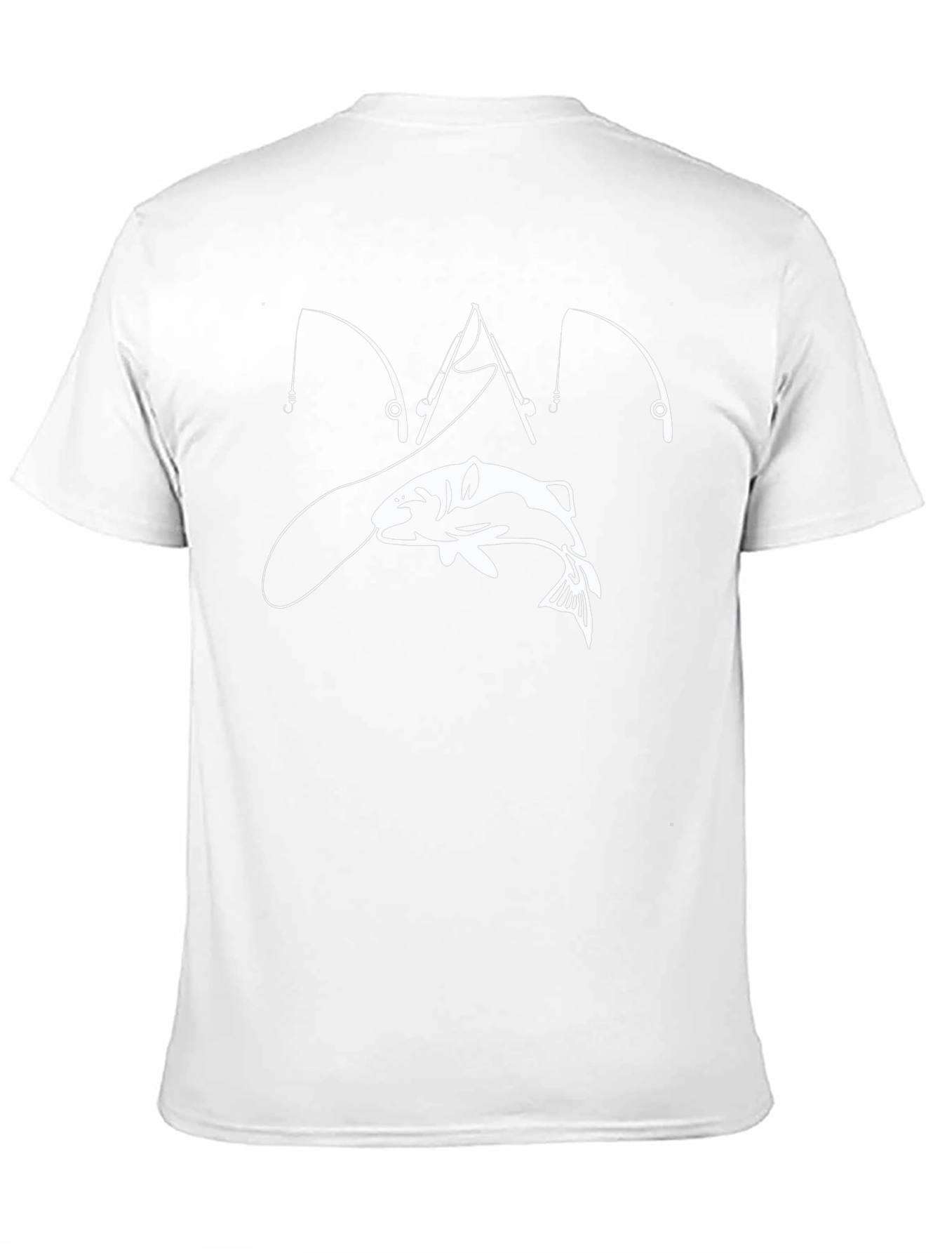 Fishing Rod & Fish Graphic T-Shirt - Black