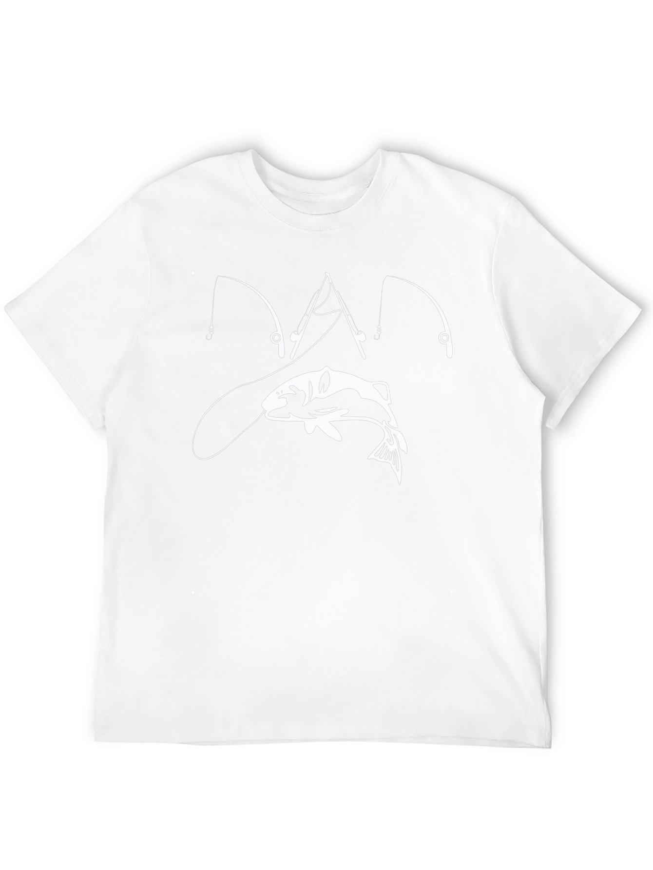 Fishing Rod & Fish Graphic T-Shirt - Black