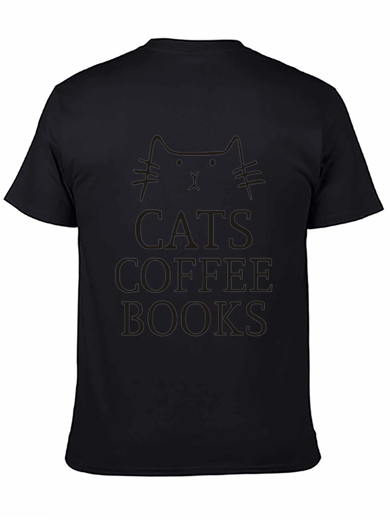 Cats Coffee Books T-Shirt Unisex Black Tee