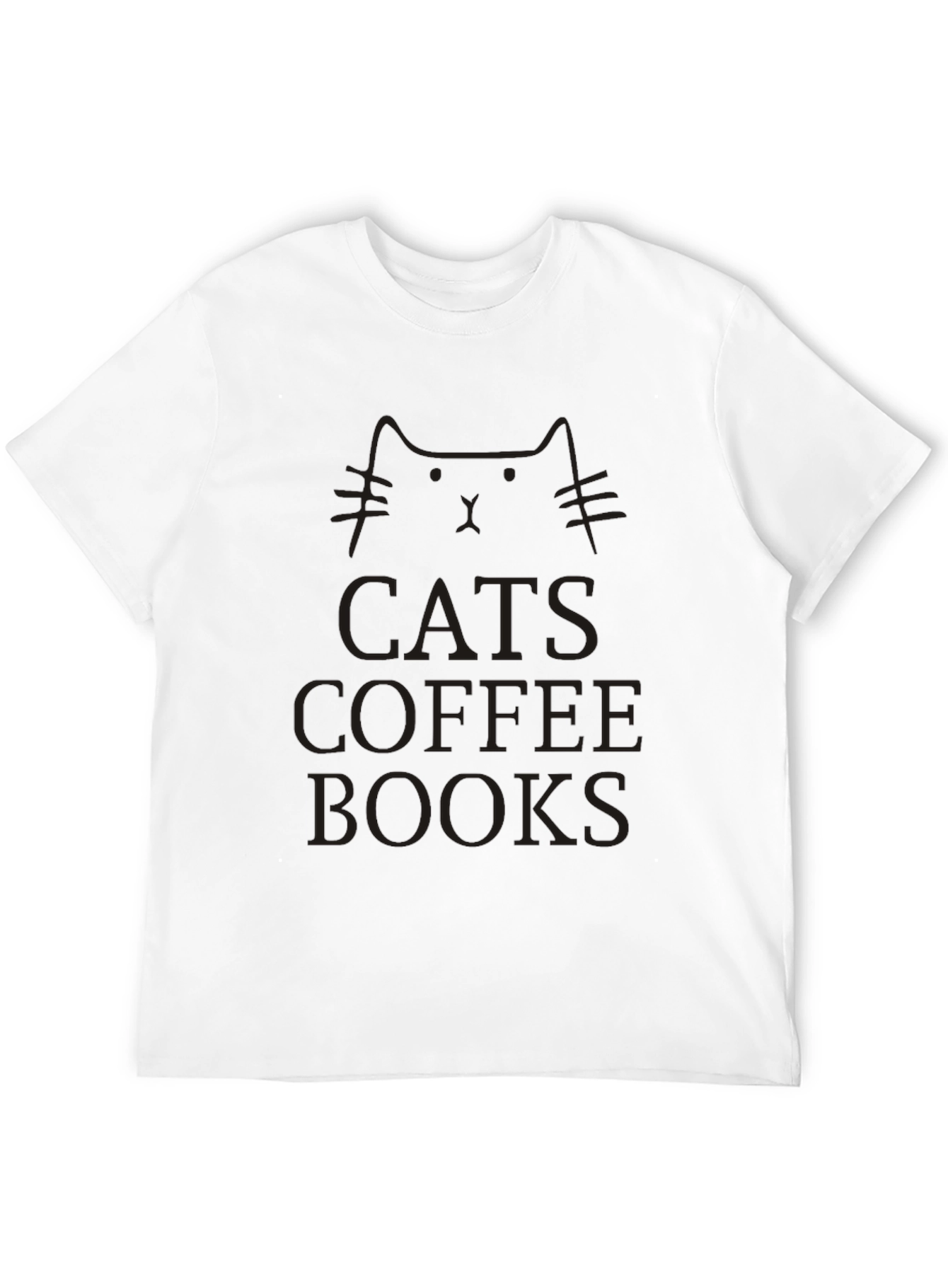 Cats Coffee Books T-Shirt Unisex Black Tee