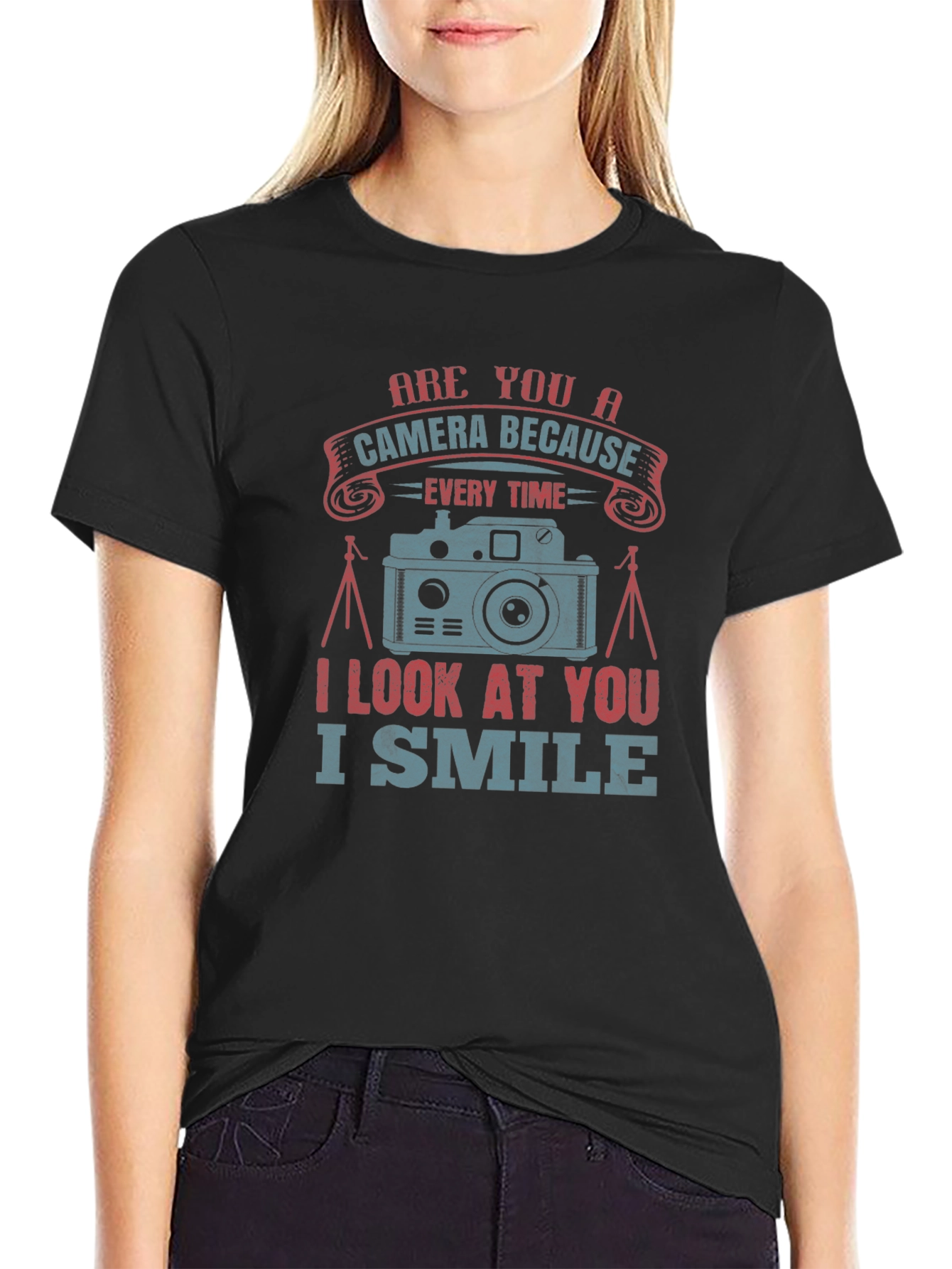 Camera Smile Graphic Tee - Black