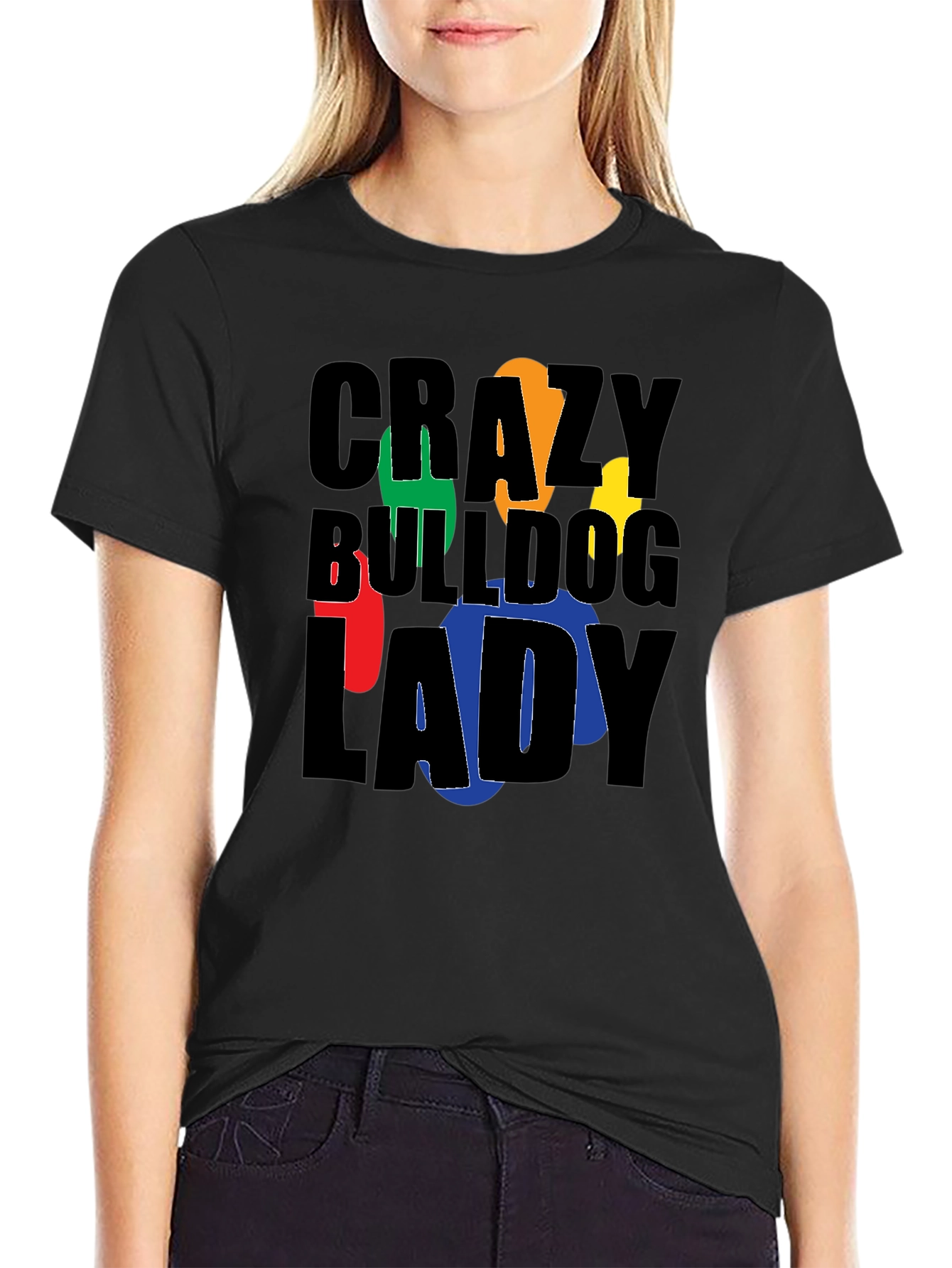 Crazy Bulldog Lady Graphic T-Shirt