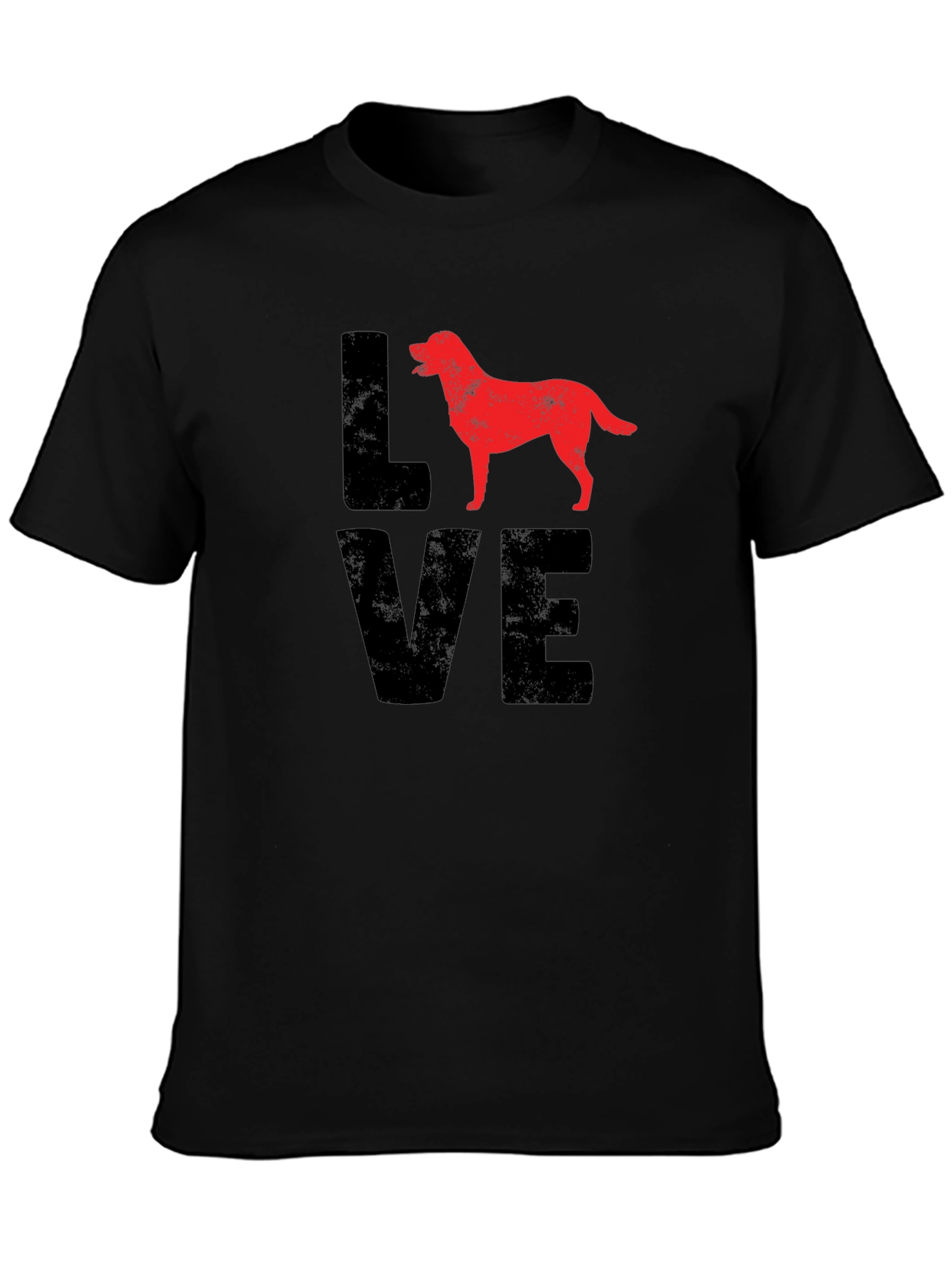 Love Dog Graphic Tee - Black Cotton Casual T-Shirt