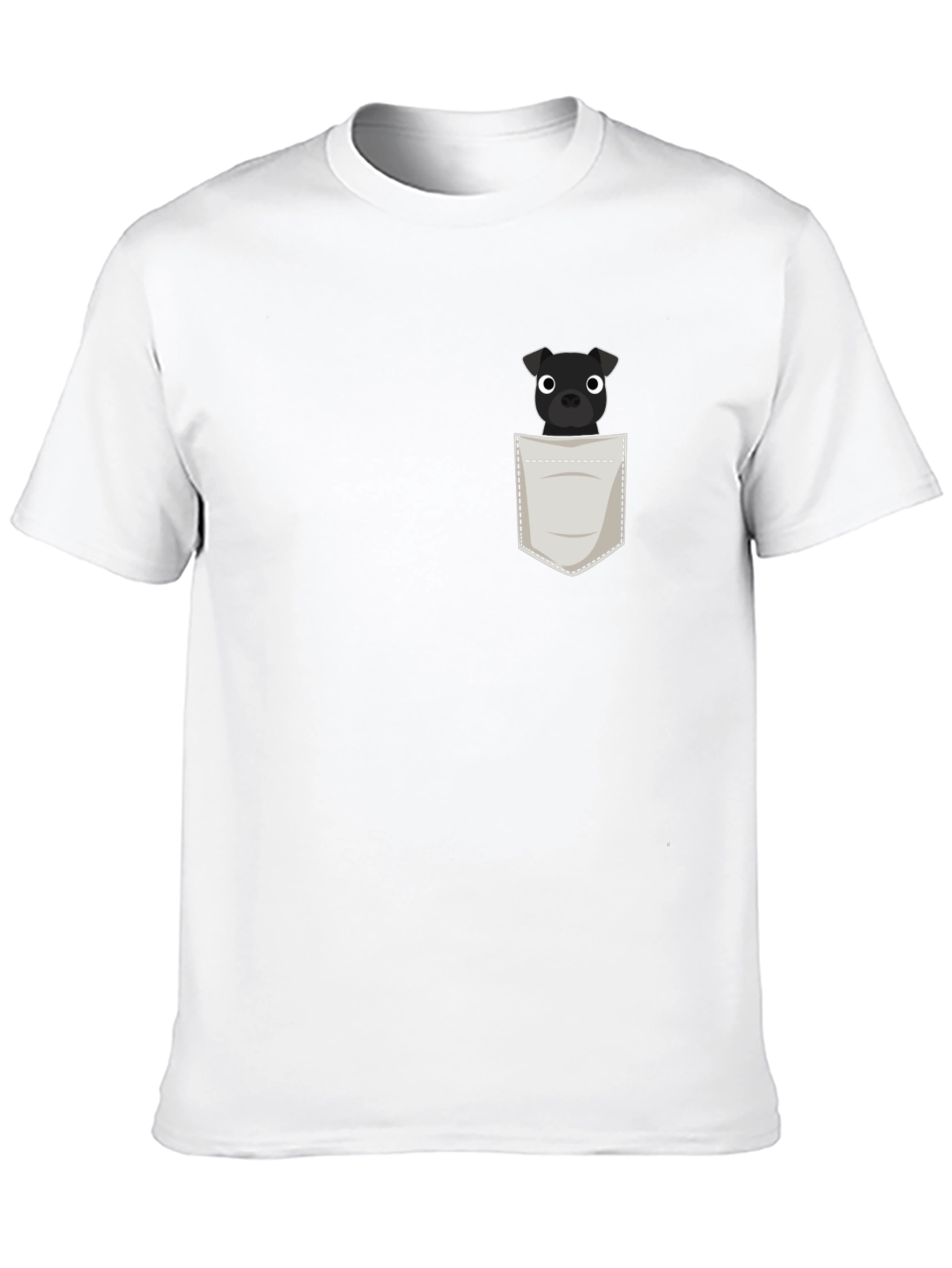 Mens Black T-Shirt with Dog in Pocket Graphic