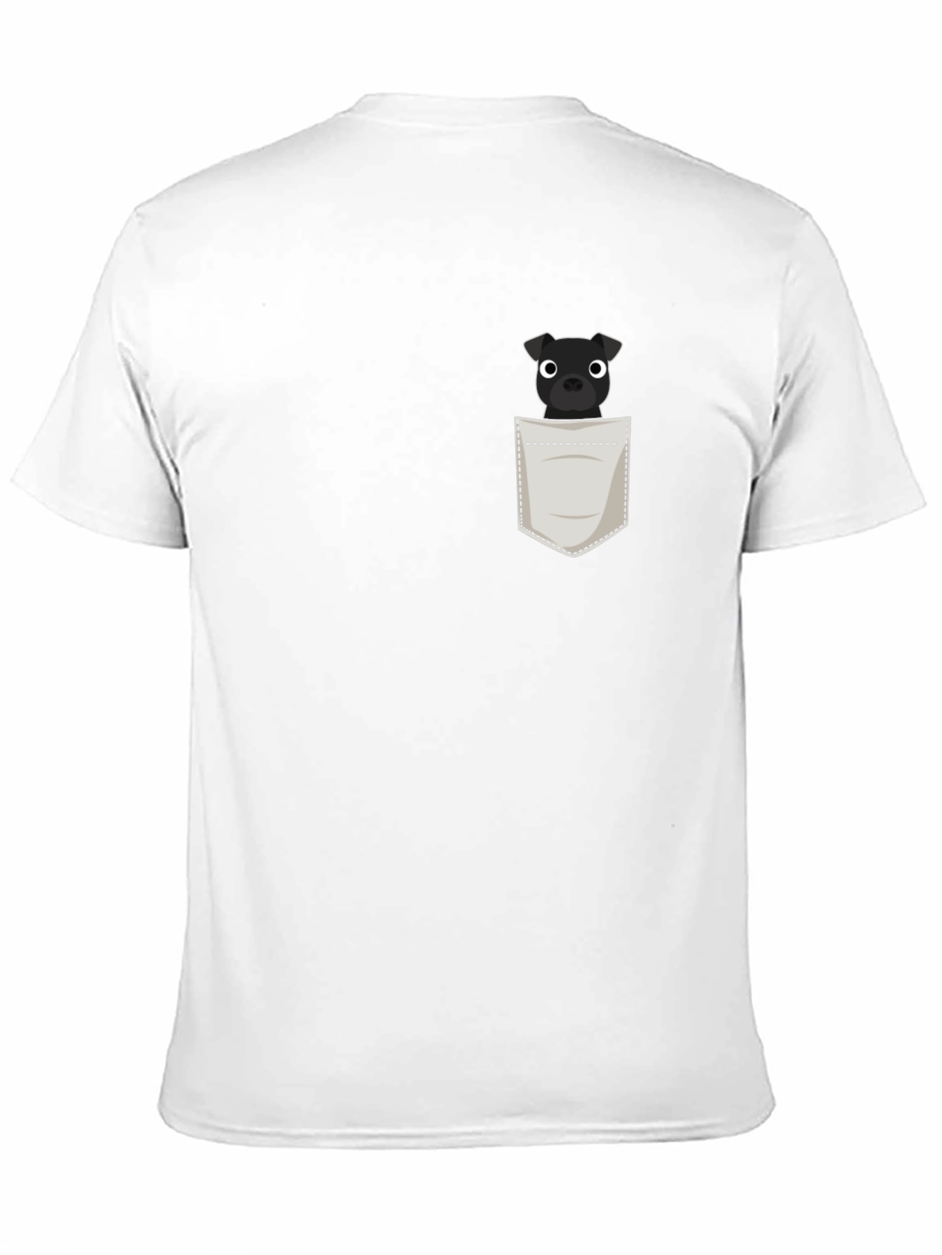 Mens Black T-Shirt with Dog in Pocket Graphic