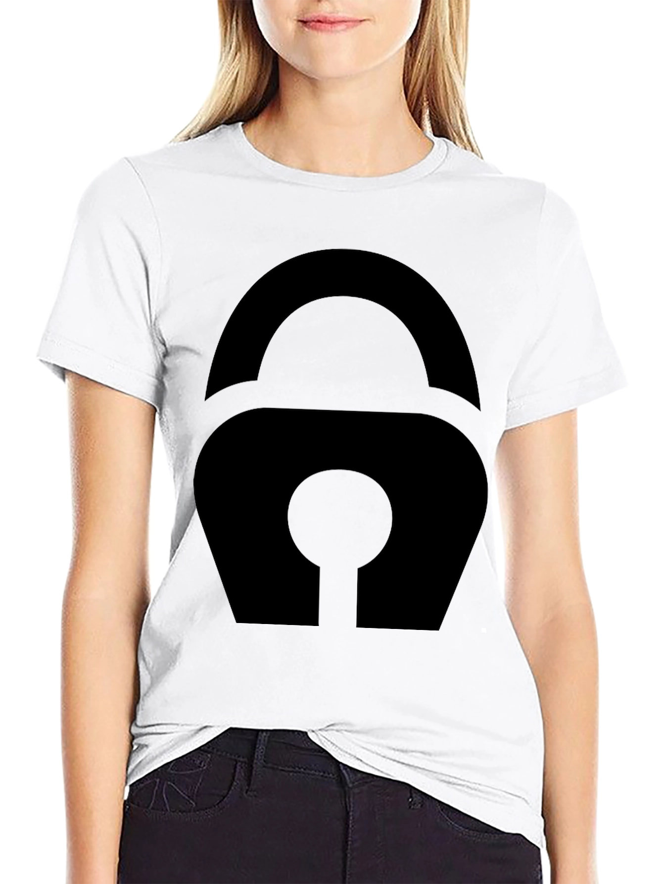 Modern Black Padlock Graphic Tee