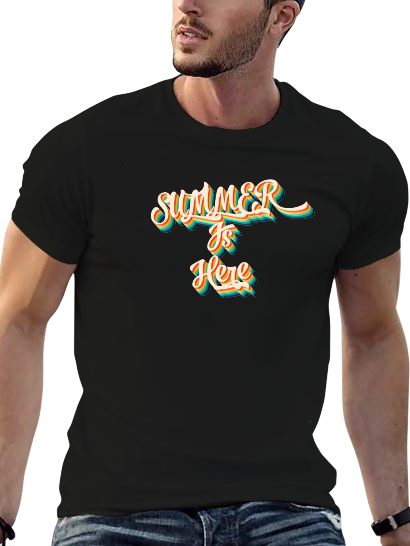 Summer is Here Graphic T-Shirt - Black