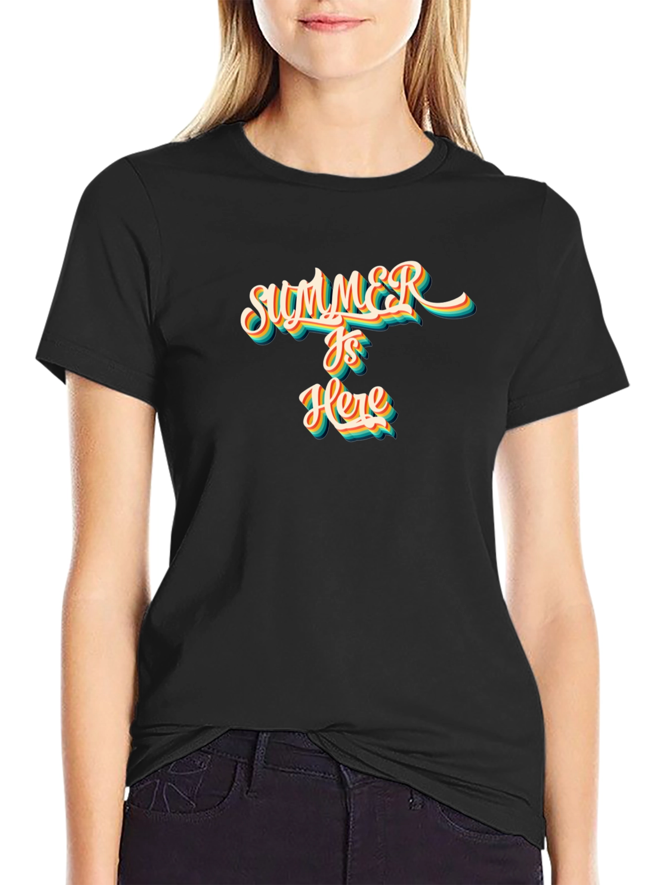 Summer is Here Graphic T-Shirt - Black