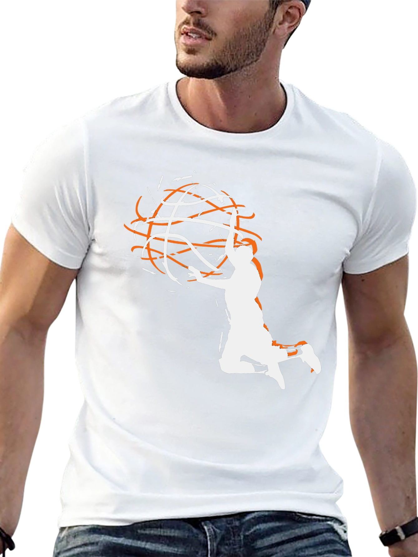 Basketball Graphic Tee - Black Cotton Blend