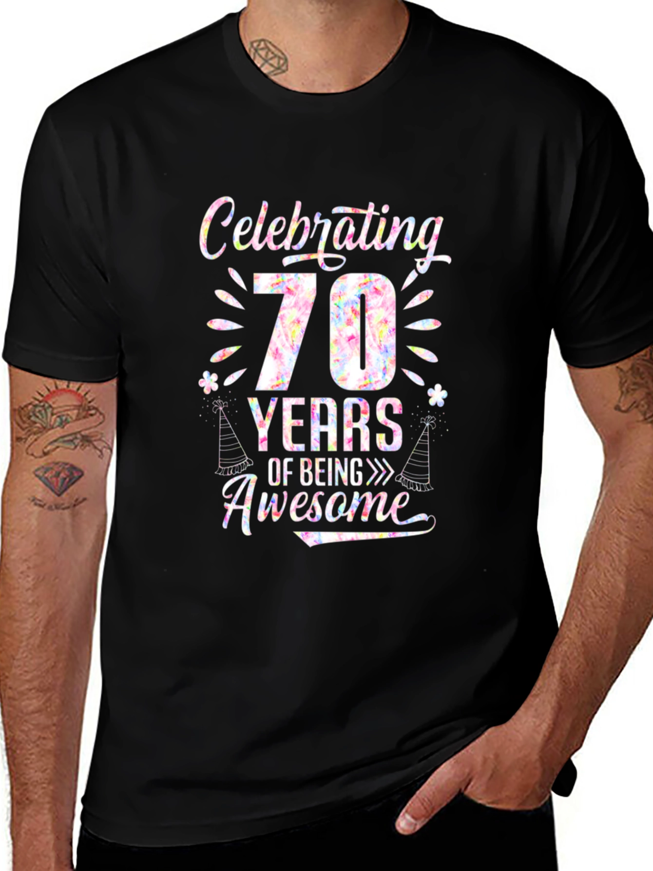Celebrating 70 Years of Being Awesome Black T-Shirt