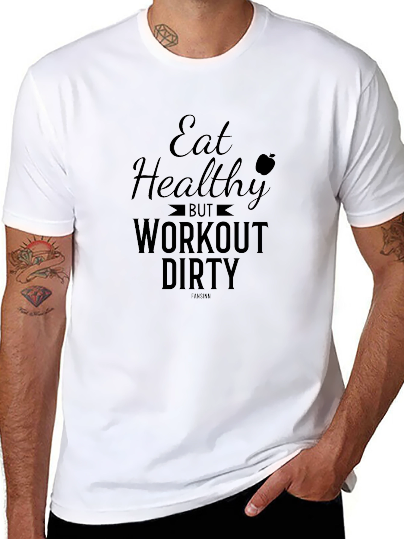 Eat Healthy Workout Dirty Black Graphic Tee