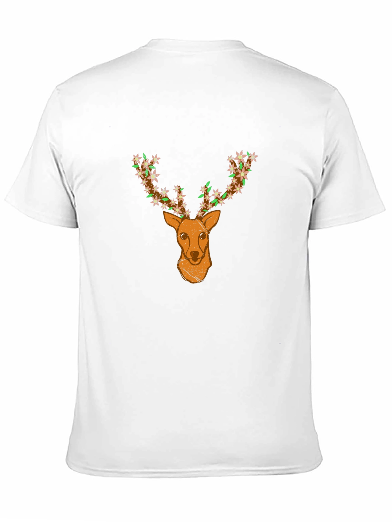 Floral Deer Head Graphic Black T-Shirt