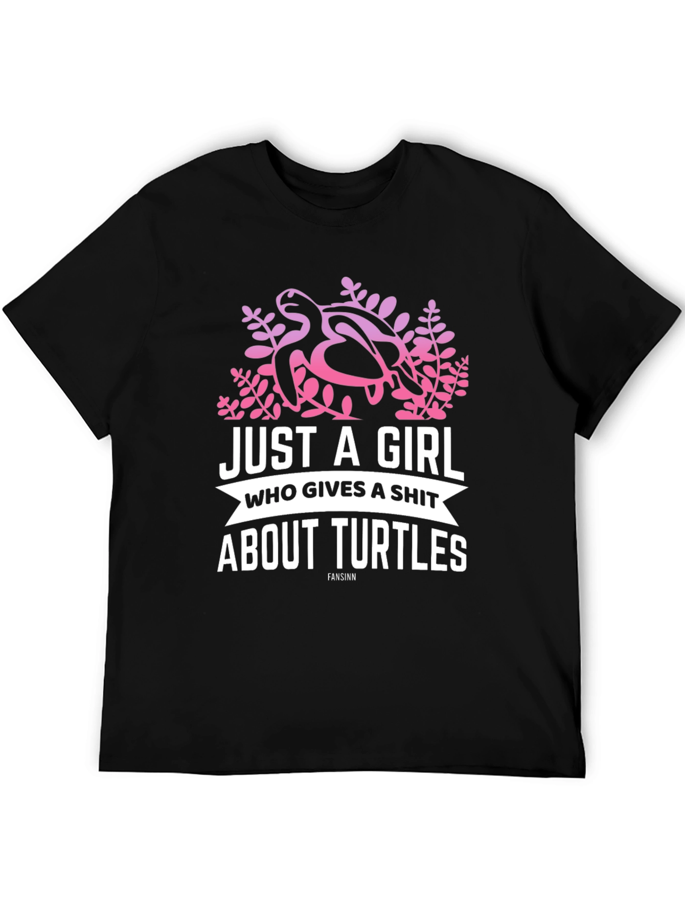 Girl Who Gives A Shit About Turtles Black T-Shirt