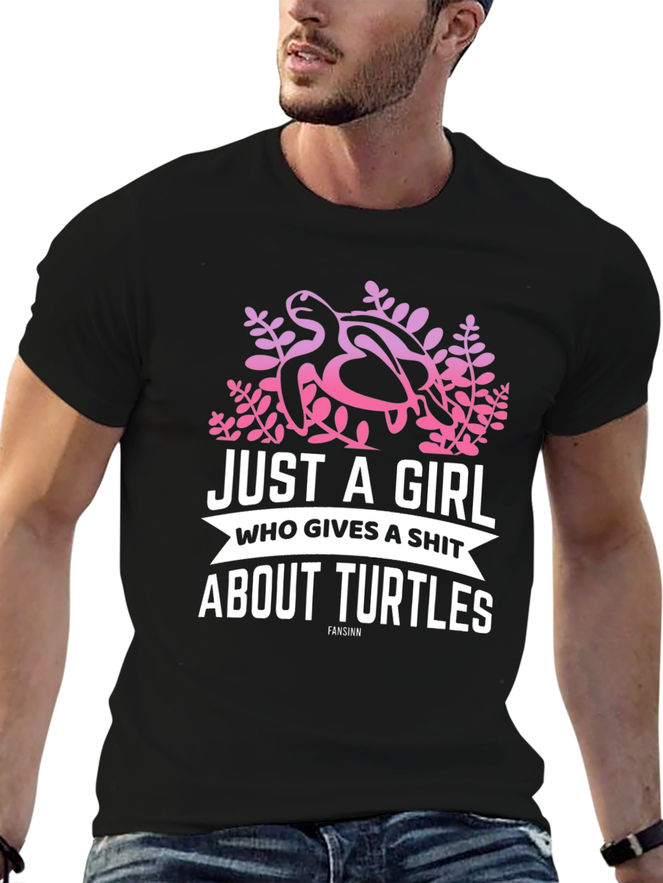 Girl Who Gives A Shit About Turtles Black T-Shirt