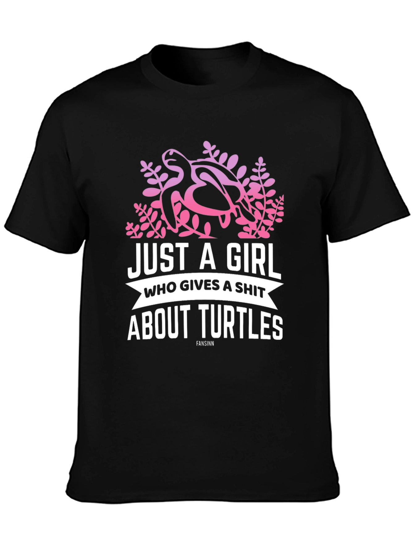 Girl Who Gives A Shit About Turtles Black T-Shirt