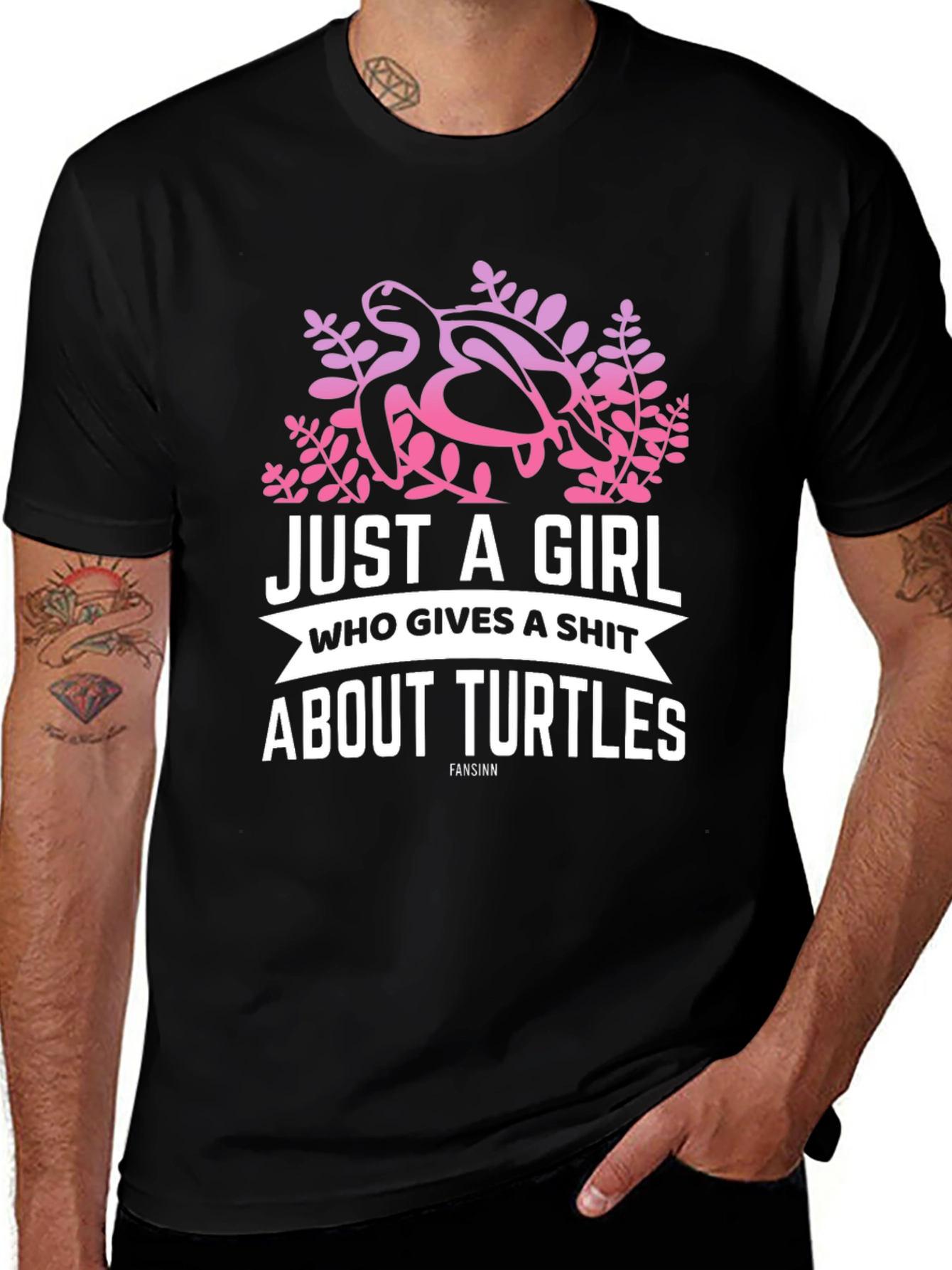 Girl Who Gives A Shit About Turtles Black T-Shirt