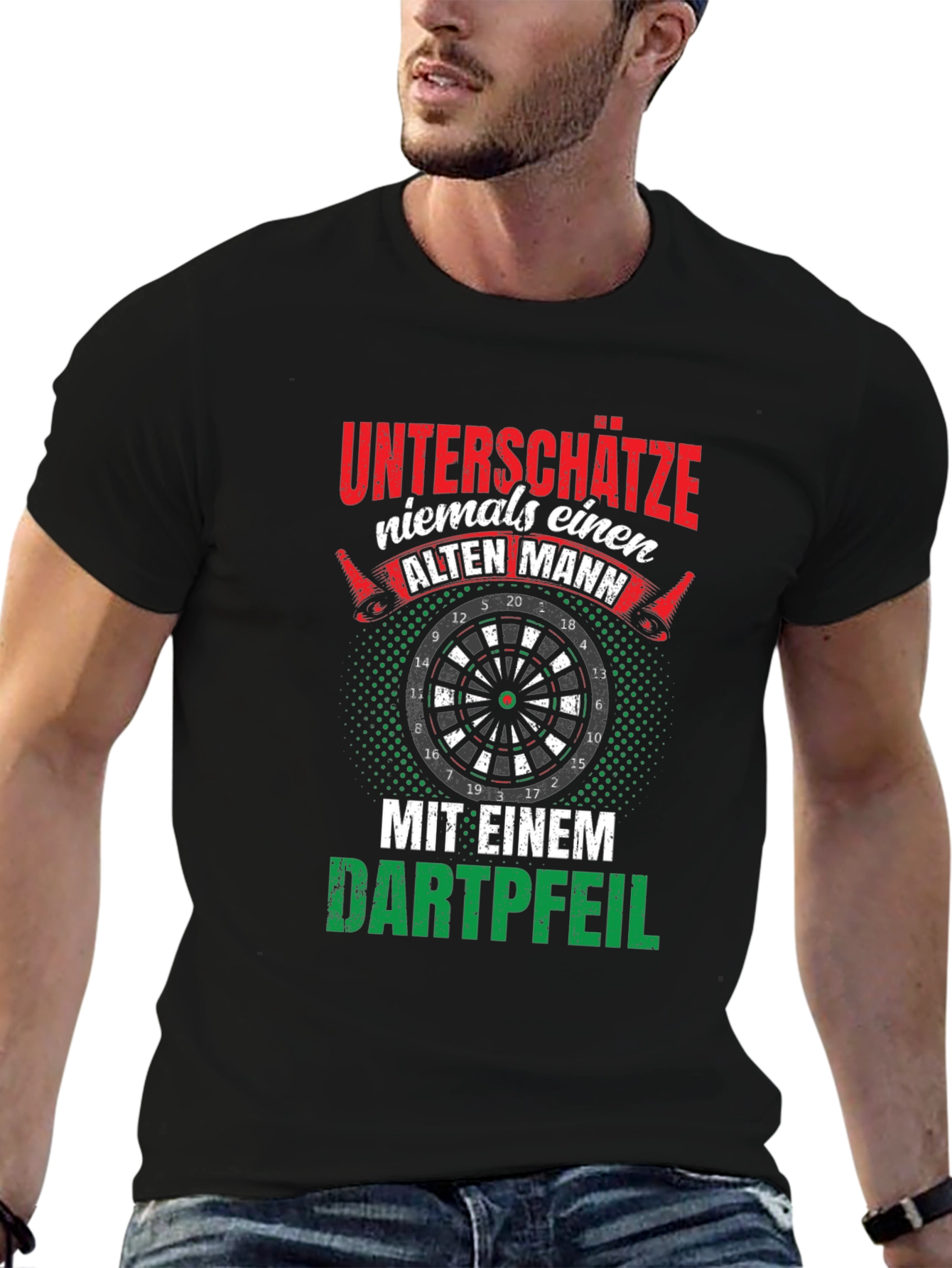 Funny Dart Player T-Shirt: Never Underestimate an Old Man