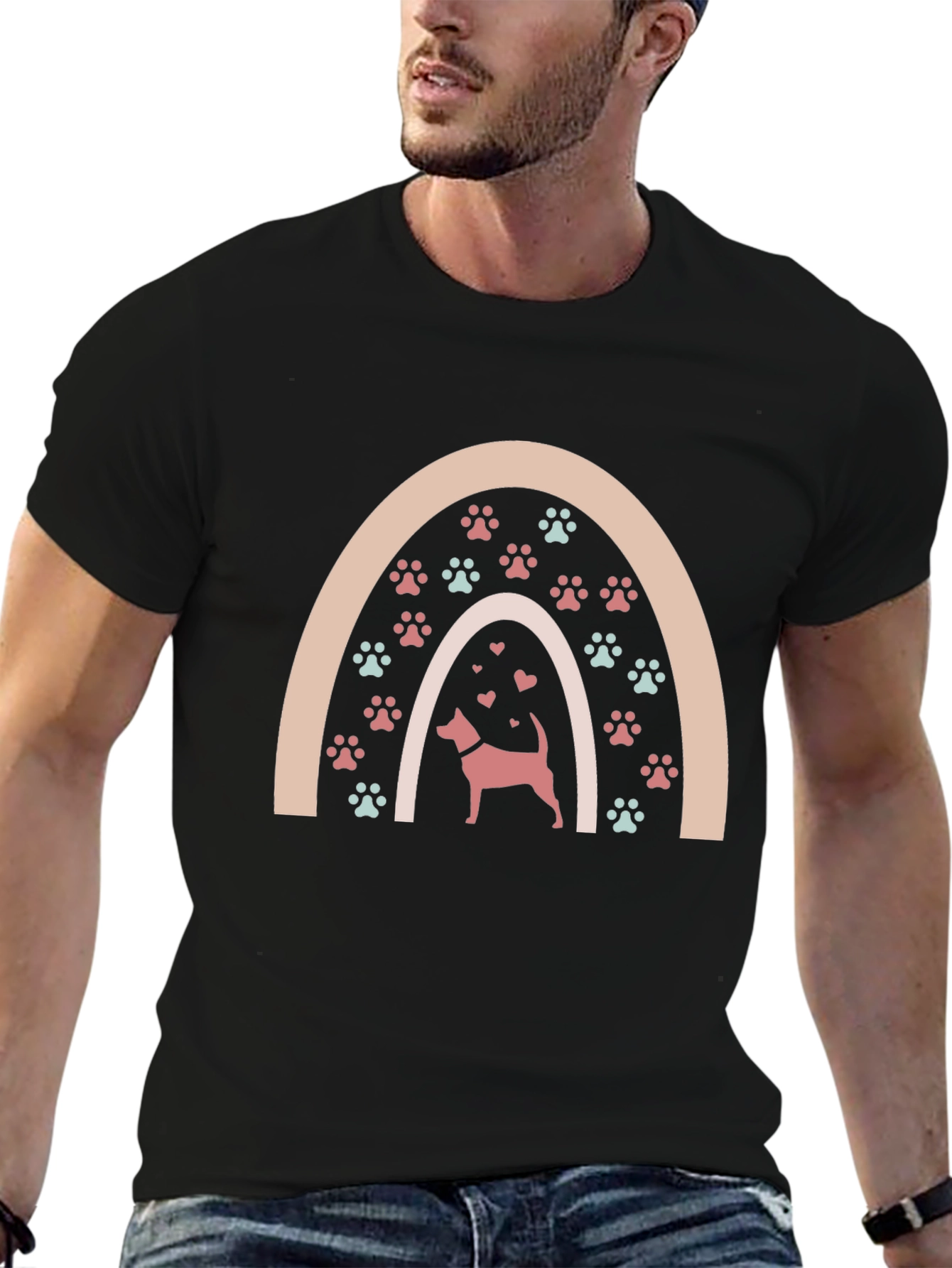 Dog Paw Rainbow Graphic Tee - Unisex