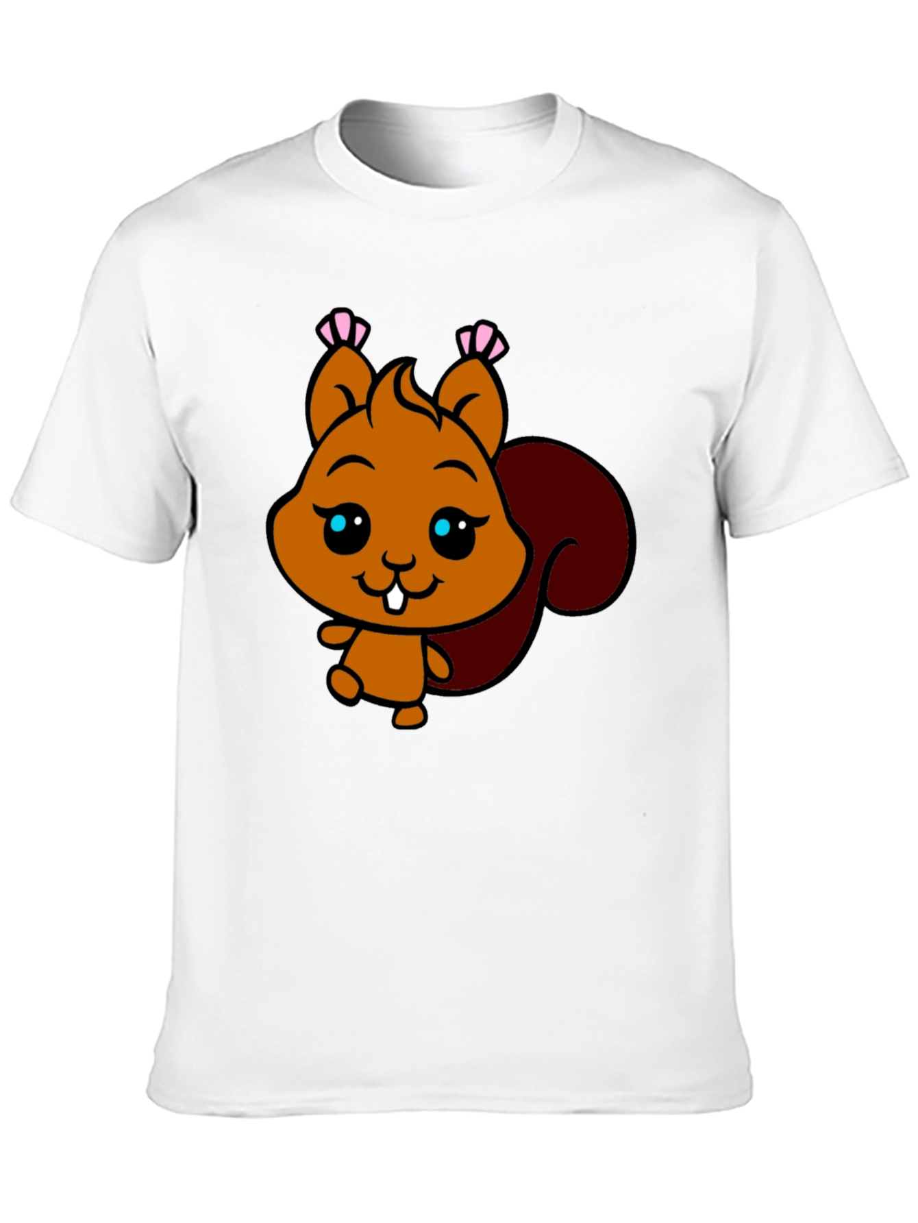Cute Squirrel Graphic Tee - Black Cotton T-Shirt