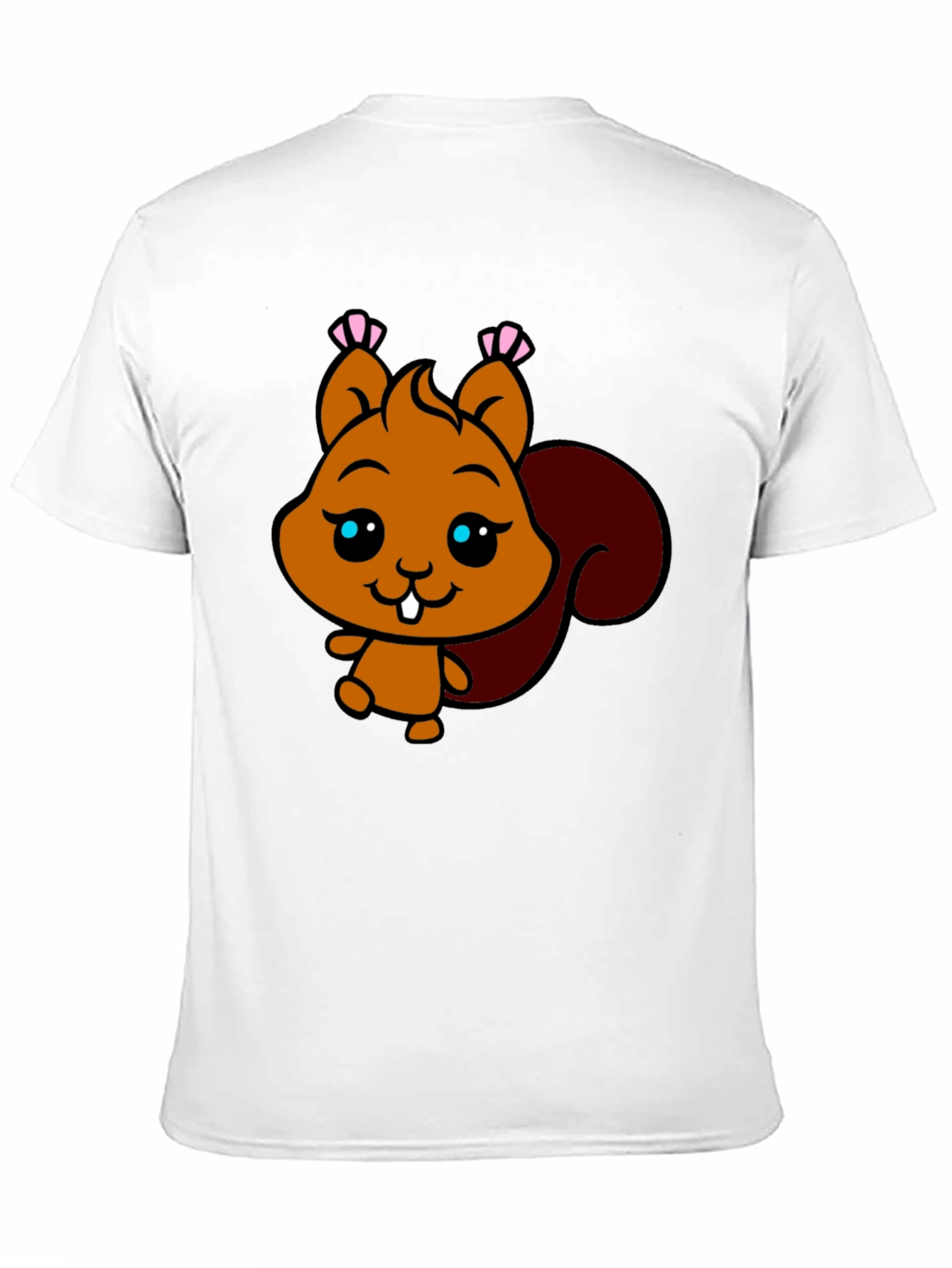 Cute Squirrel Graphic Tee - Black Cotton T-Shirt