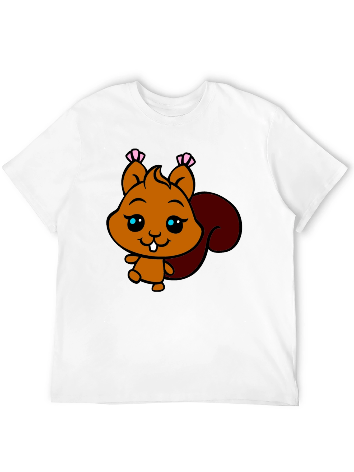 Cute Squirrel Graphic Tee - Black Cotton T-Shirt