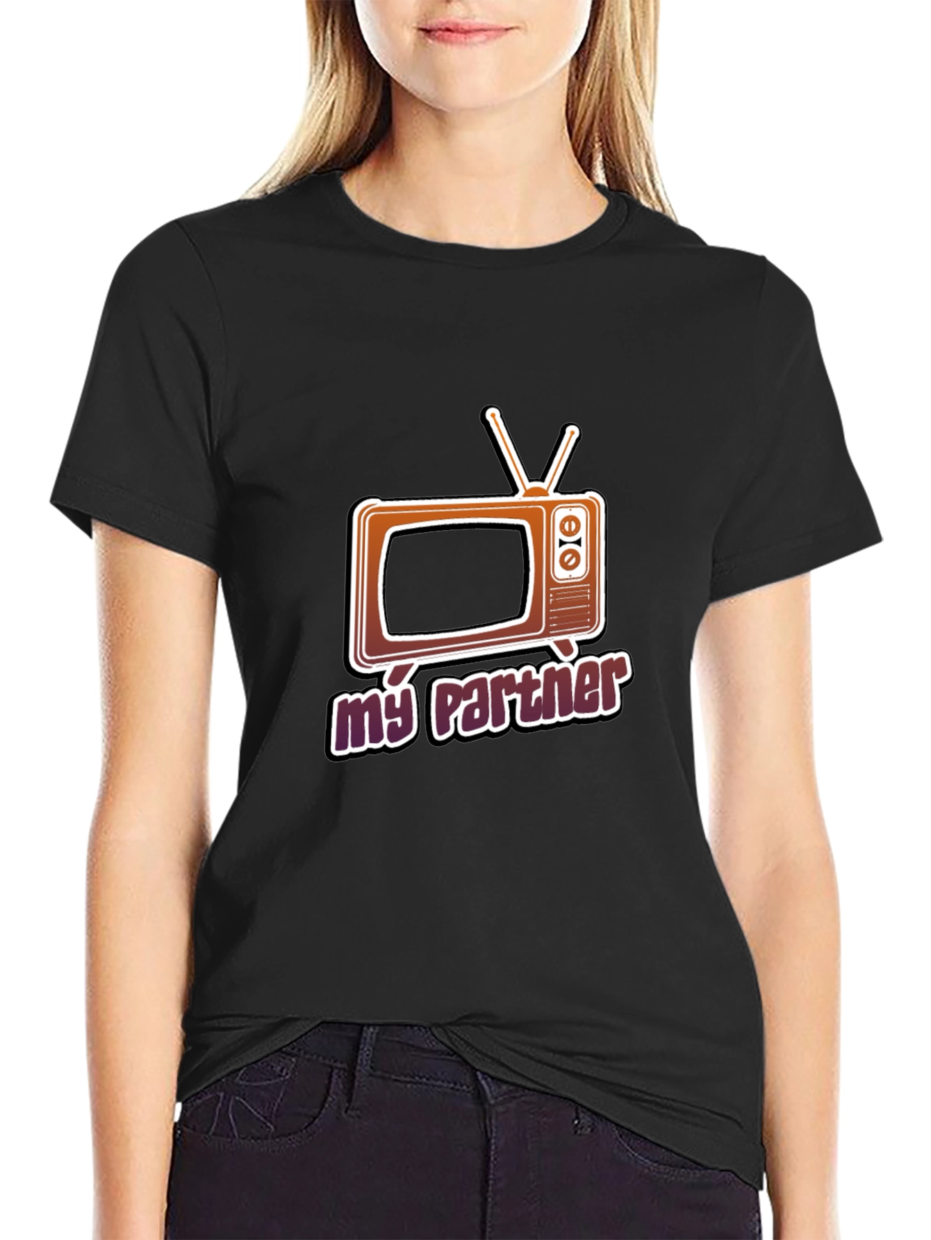 Retro TV Partner Graphic Tee - Black