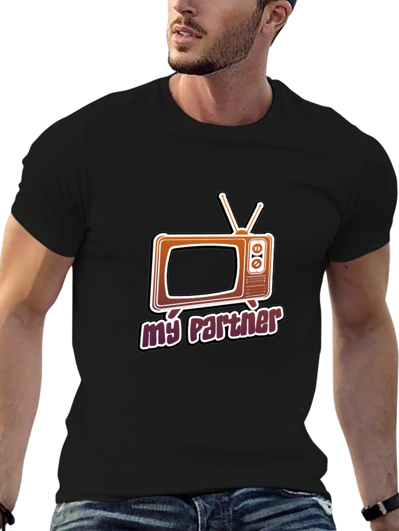 Retro TV Partner Graphic Tee - Black