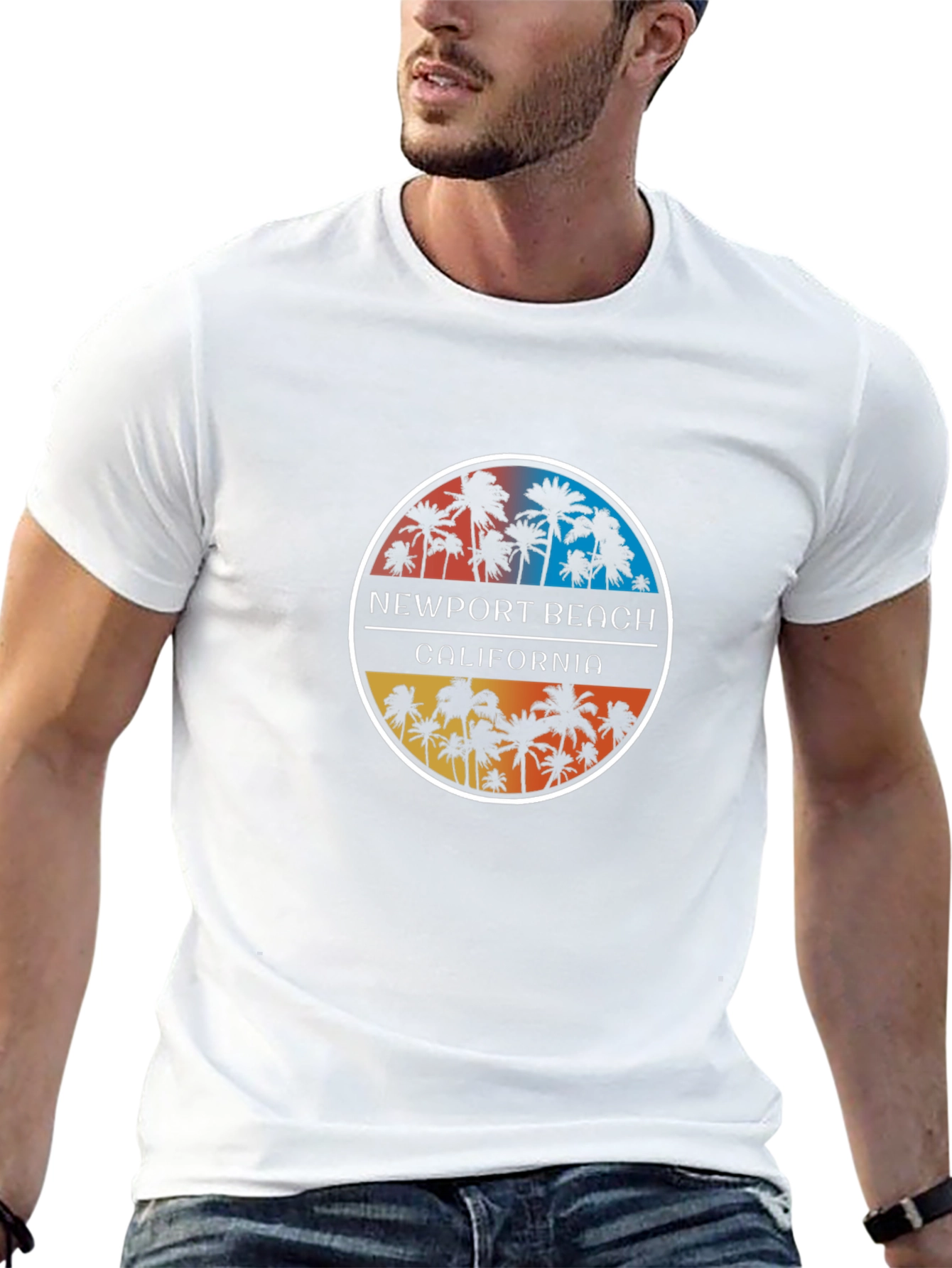 Newport Beach California Palm Tree Graphic T-Shirt