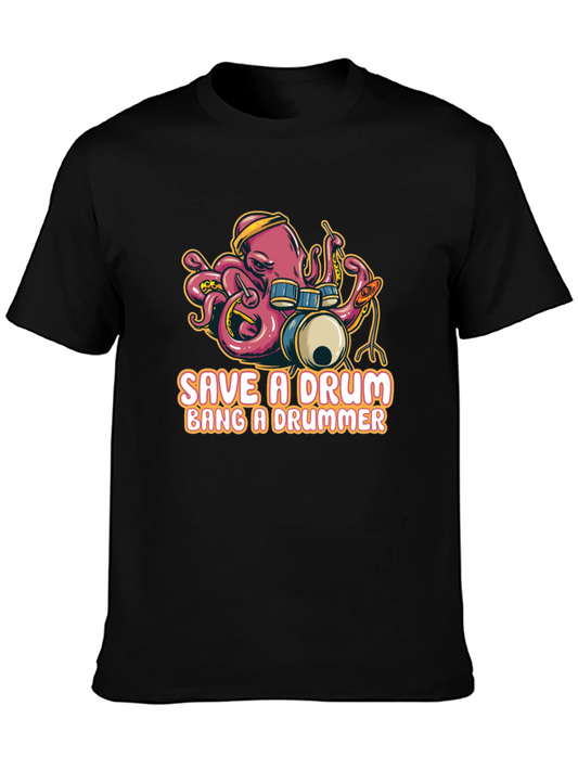Save a Drum Bang a Drummer Octopus Graphic Tee