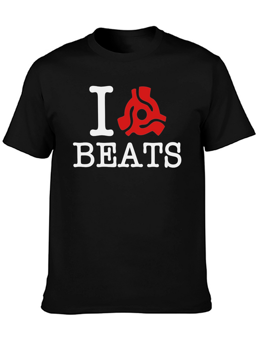 I Heart Beats Retro Vinyl Record Adapter Black T-Shirt