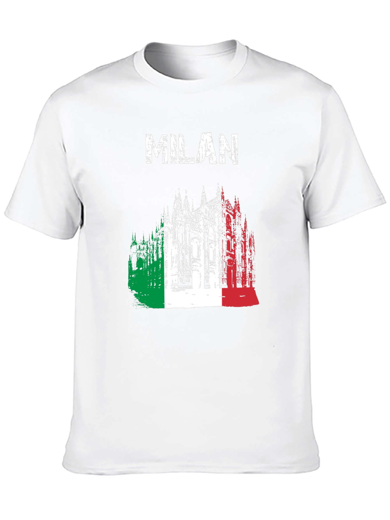 Milan Italy T-Shirt - Italian Flag Cathedral Design