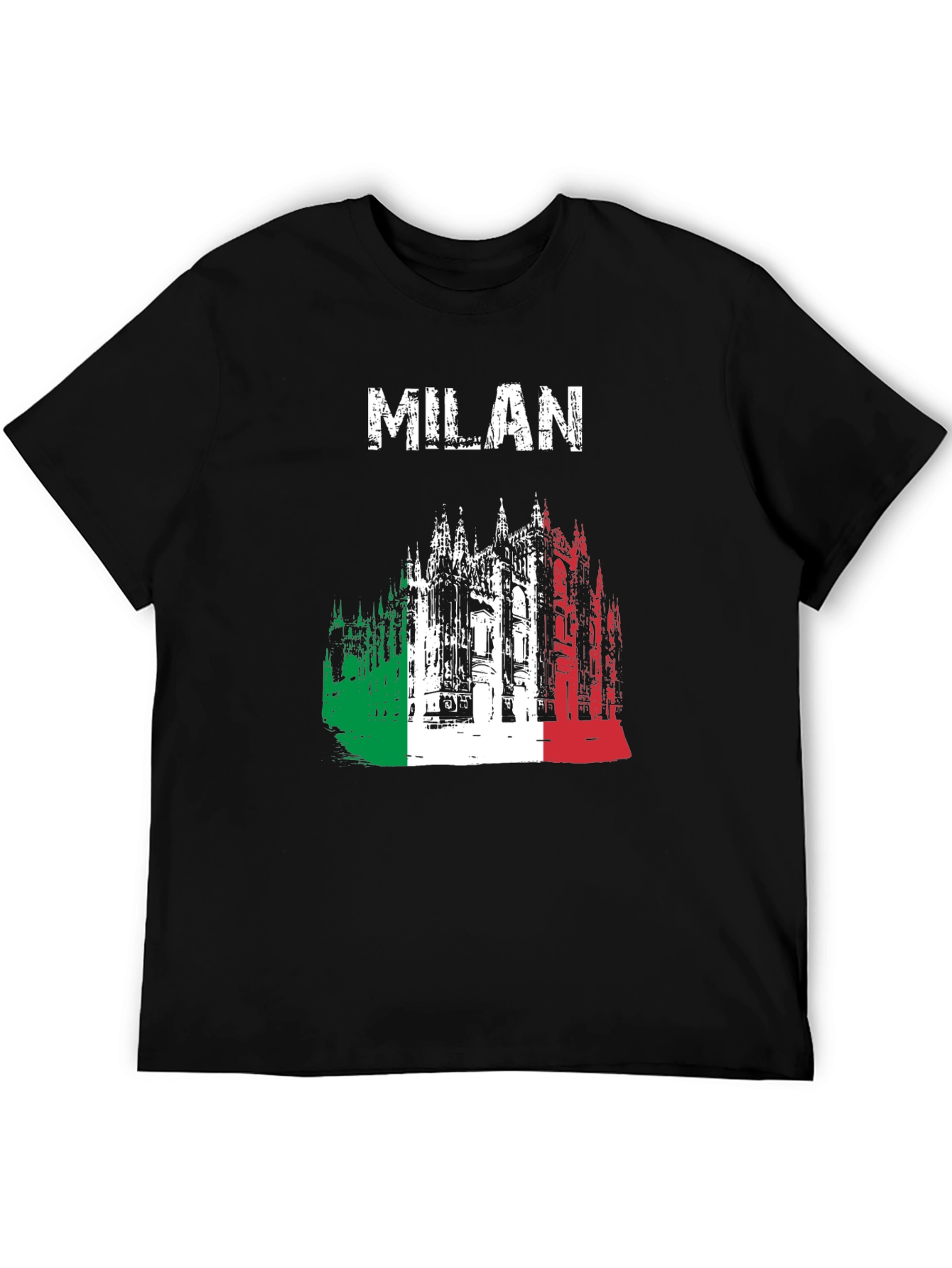Milan Italy T-Shirt - Italian Flag Cathedral Design