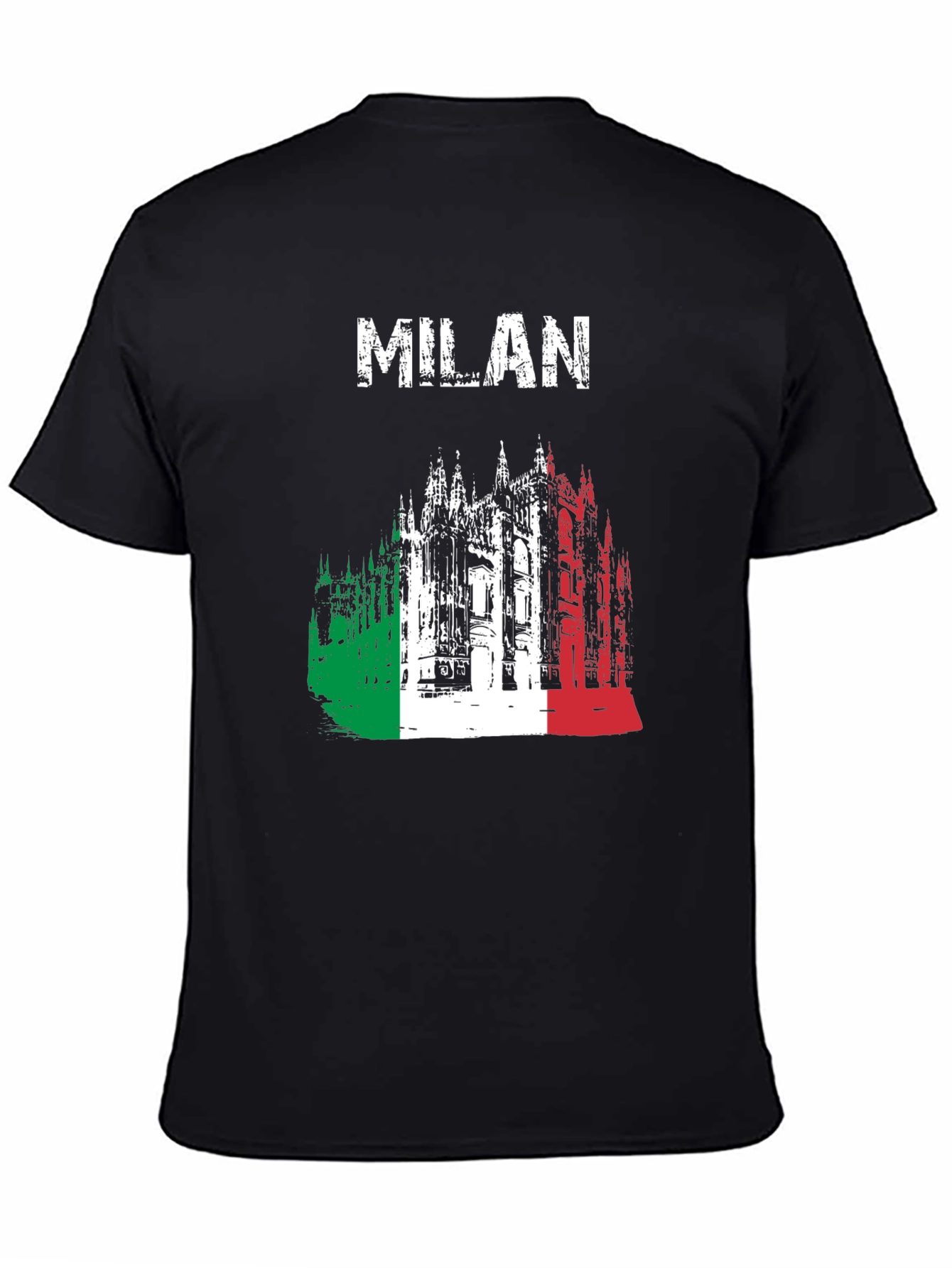 Milan Italy T-Shirt - Italian Flag Cathedral Design