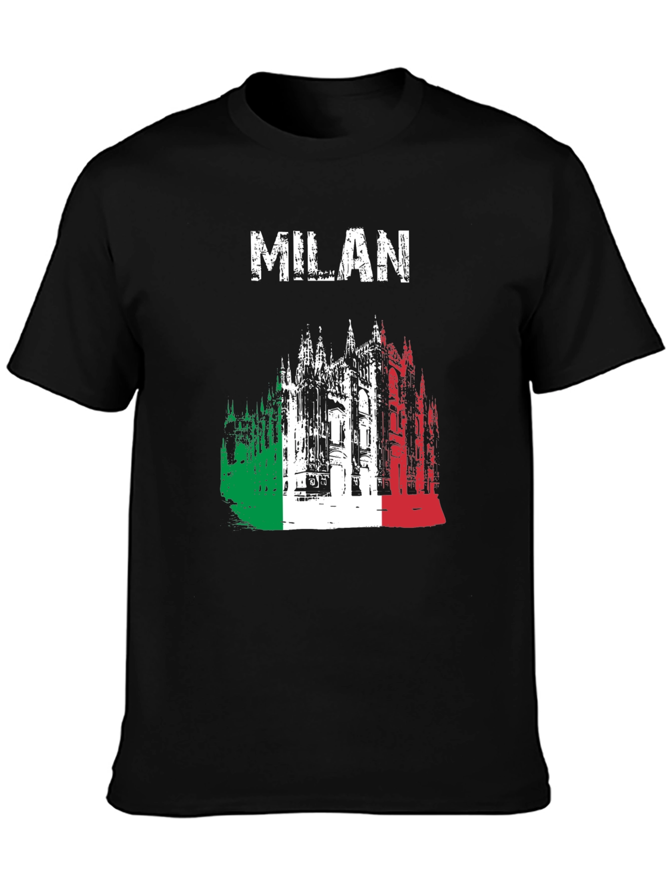 Milan Italy T-Shirt - Italian Flag Cathedral Design