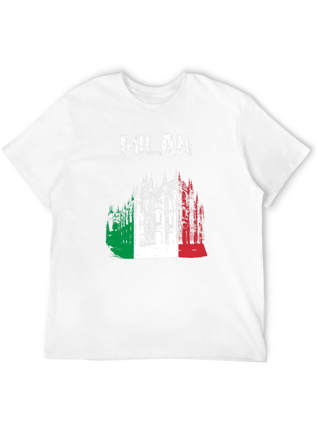 Milan Italy T-Shirt - Italian Flag Cathedral Design