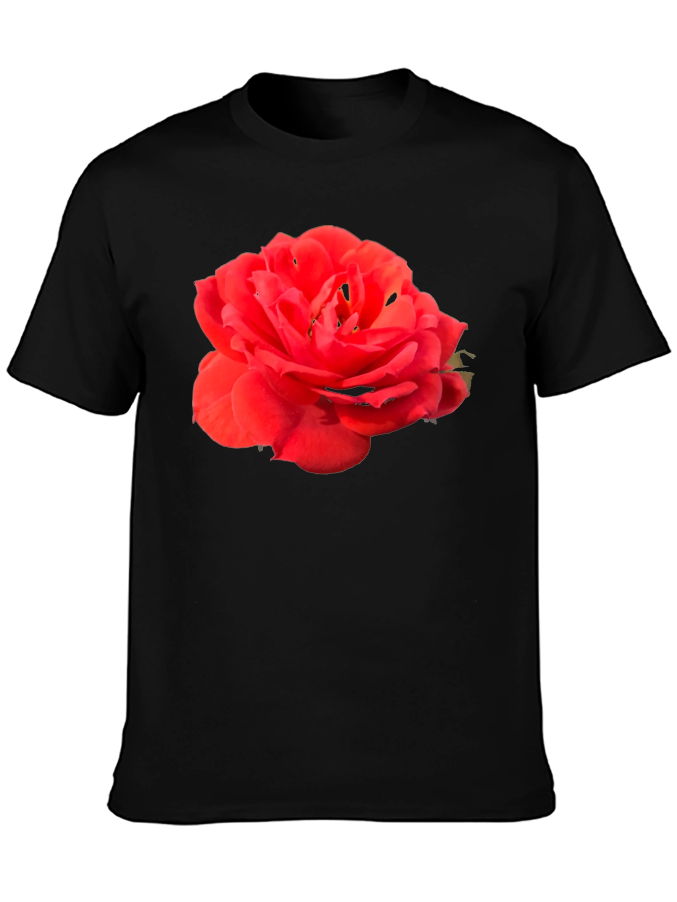 Red Rose Graphic Tee - Classic Black Cotton T-Shirt