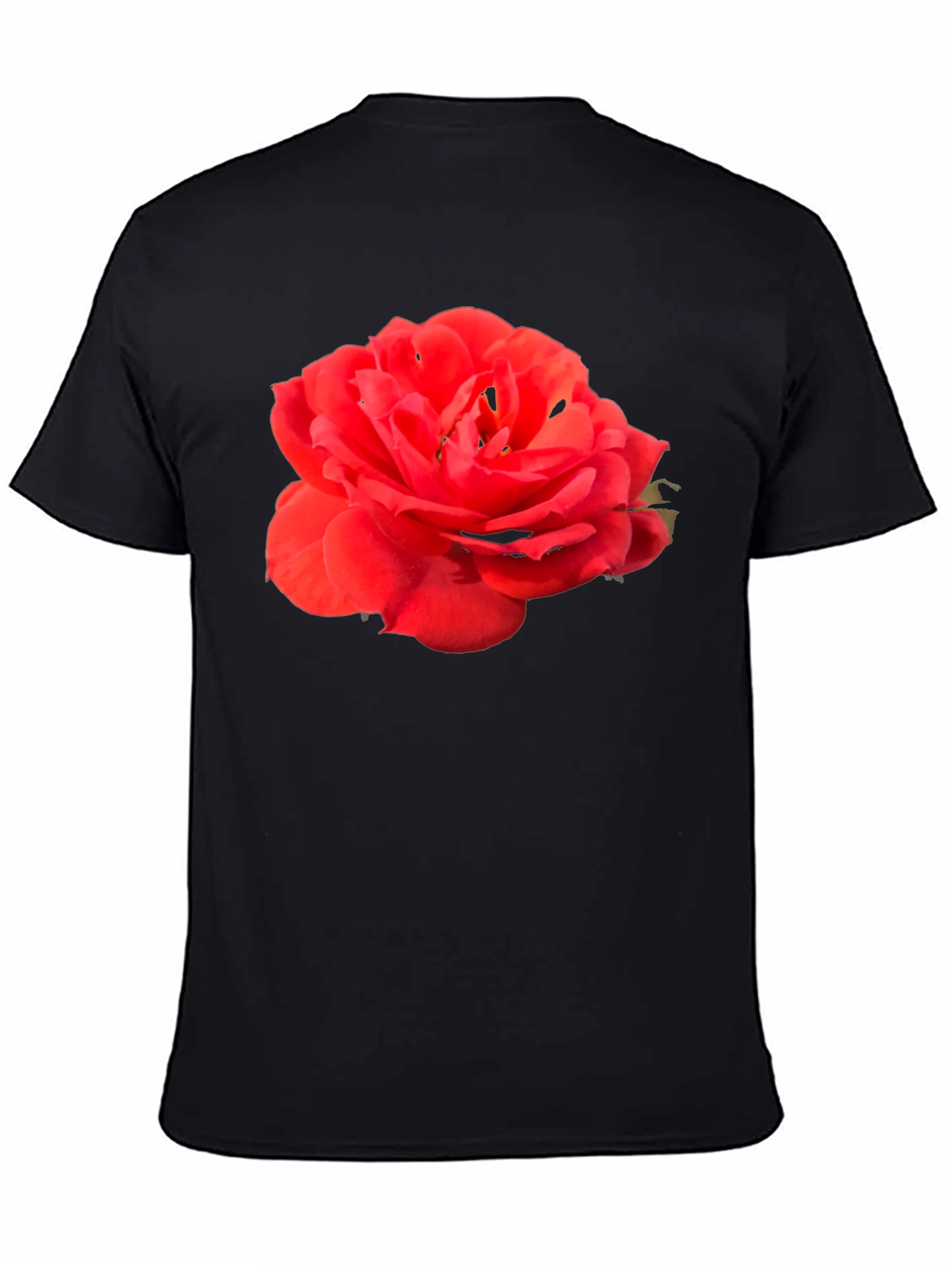 Red Rose Graphic Tee - Classic Black Cotton T-Shirt