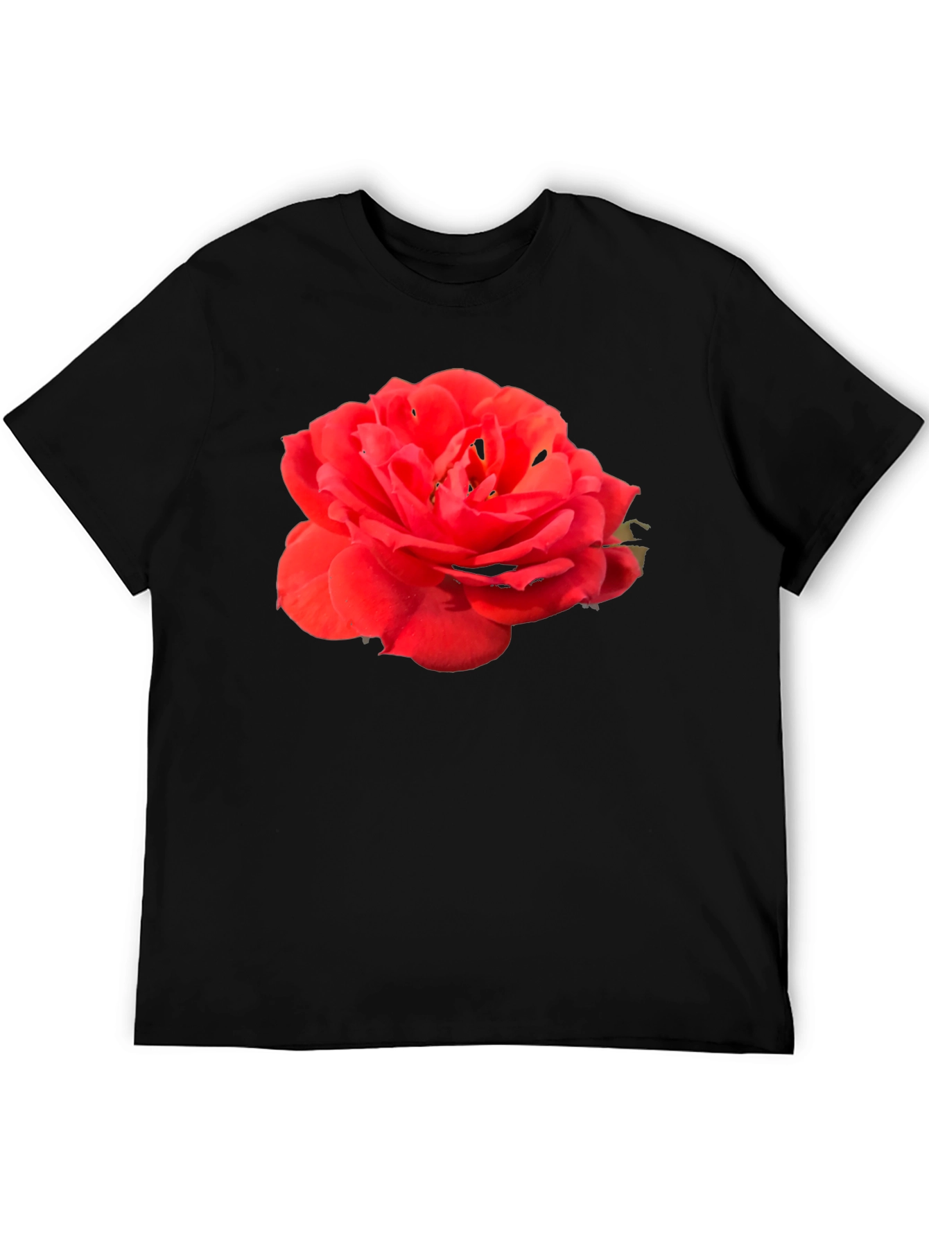 Red Rose Graphic Tee - Classic Black Cotton T-Shirt