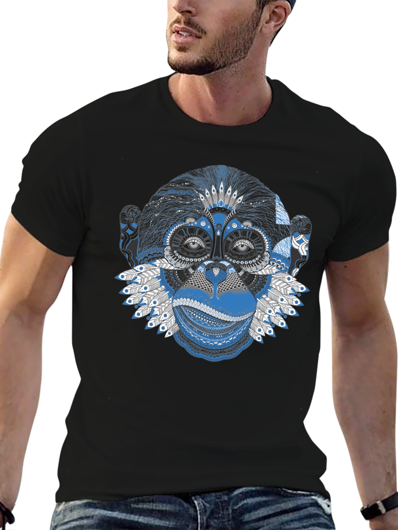 Monkey Art Graphic Tee - Unique Design T-Shirt