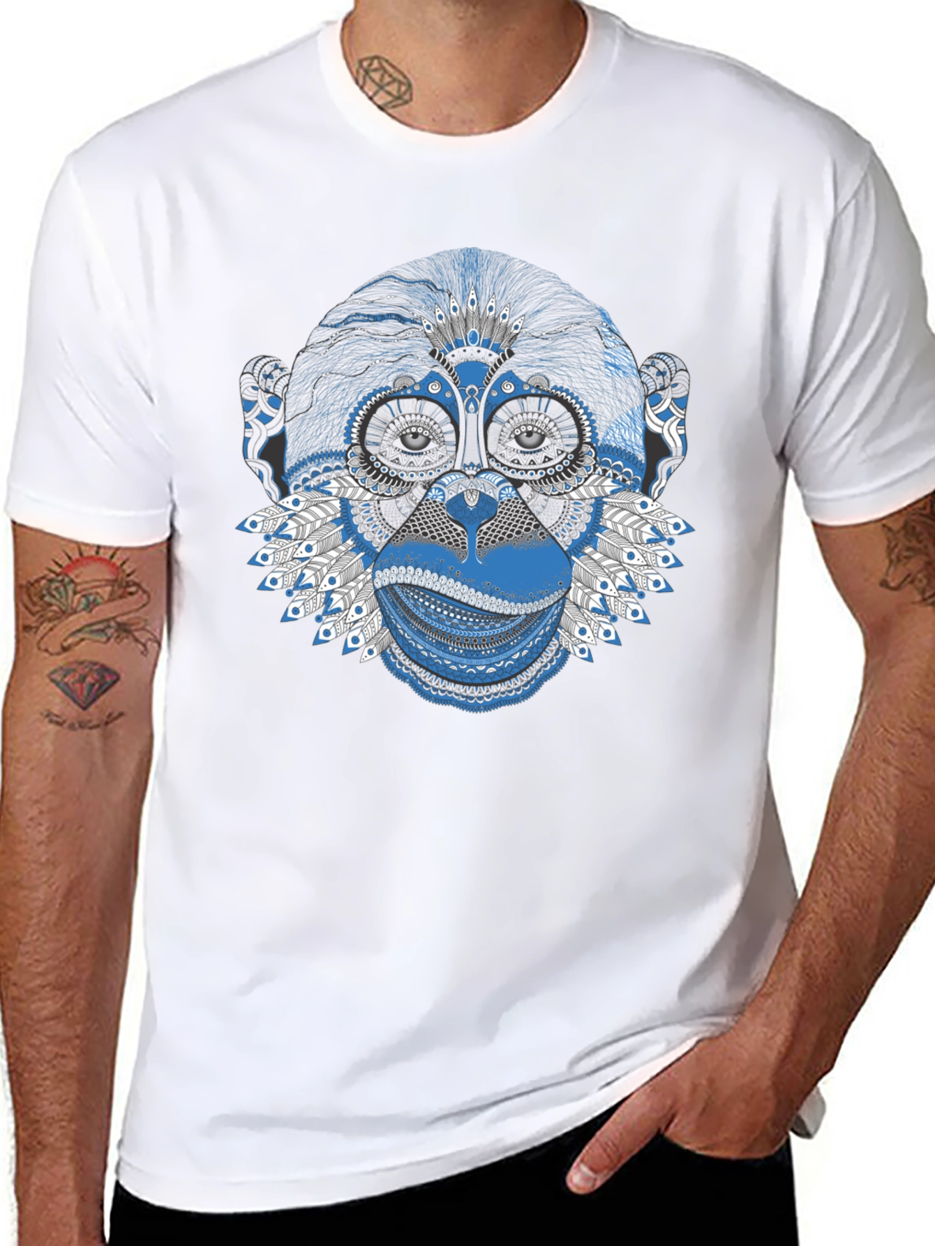 Monkey Art Graphic Tee - Unique Design T-Shirt