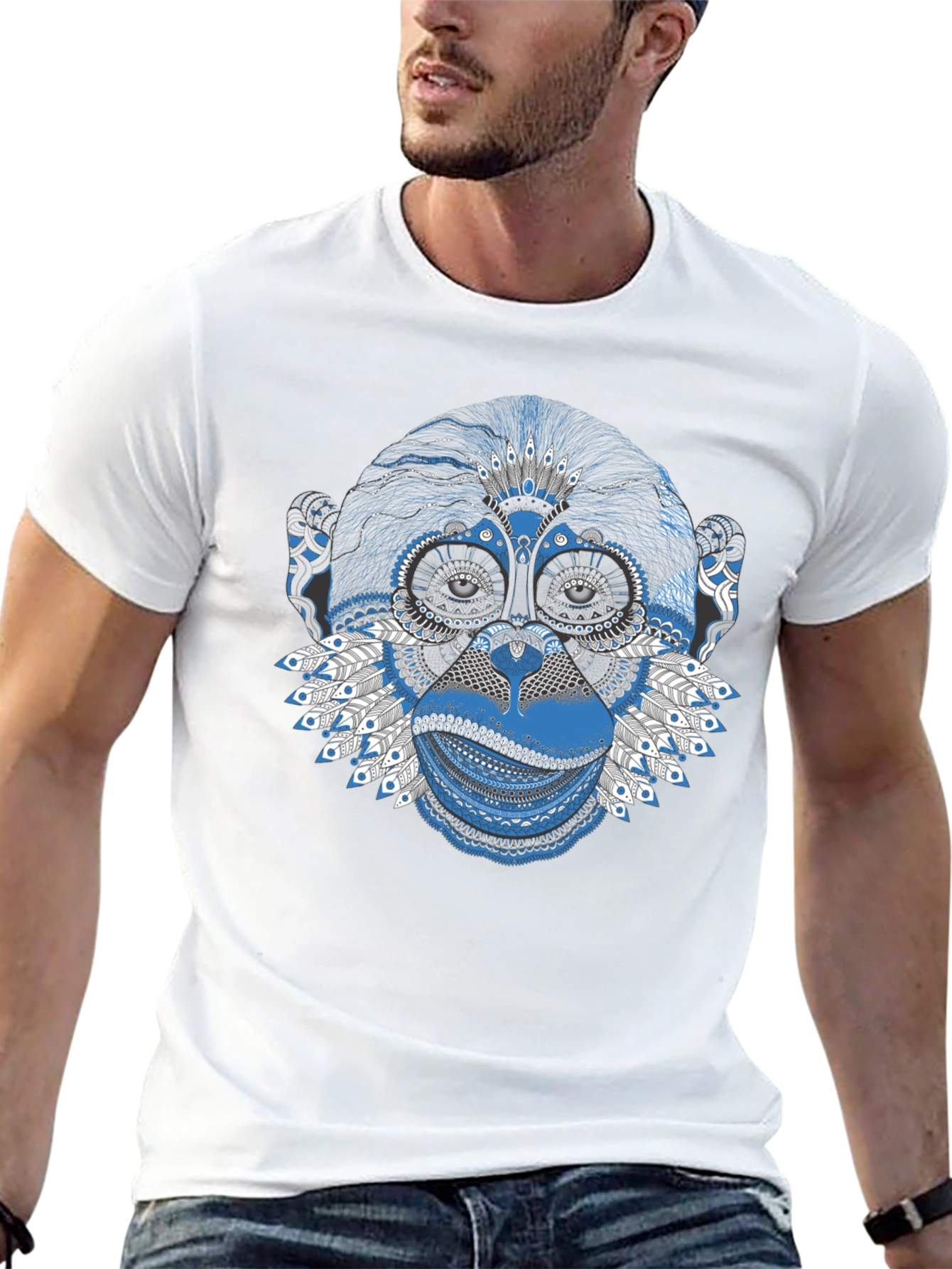 Monkey Art Graphic Tee - Unique Design T-Shirt