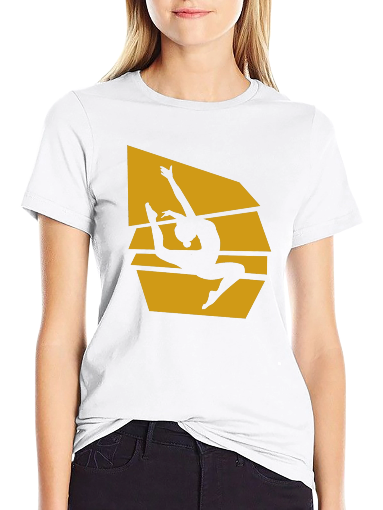 Gymnast Silhouette Graphic T-Shirt - Black